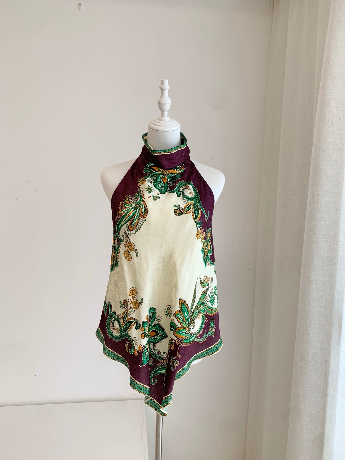Alemais Halter Neck Two‑Piece Set Retro Paisley Silk Top Wide Leg Palazzo Pants 2608075AL