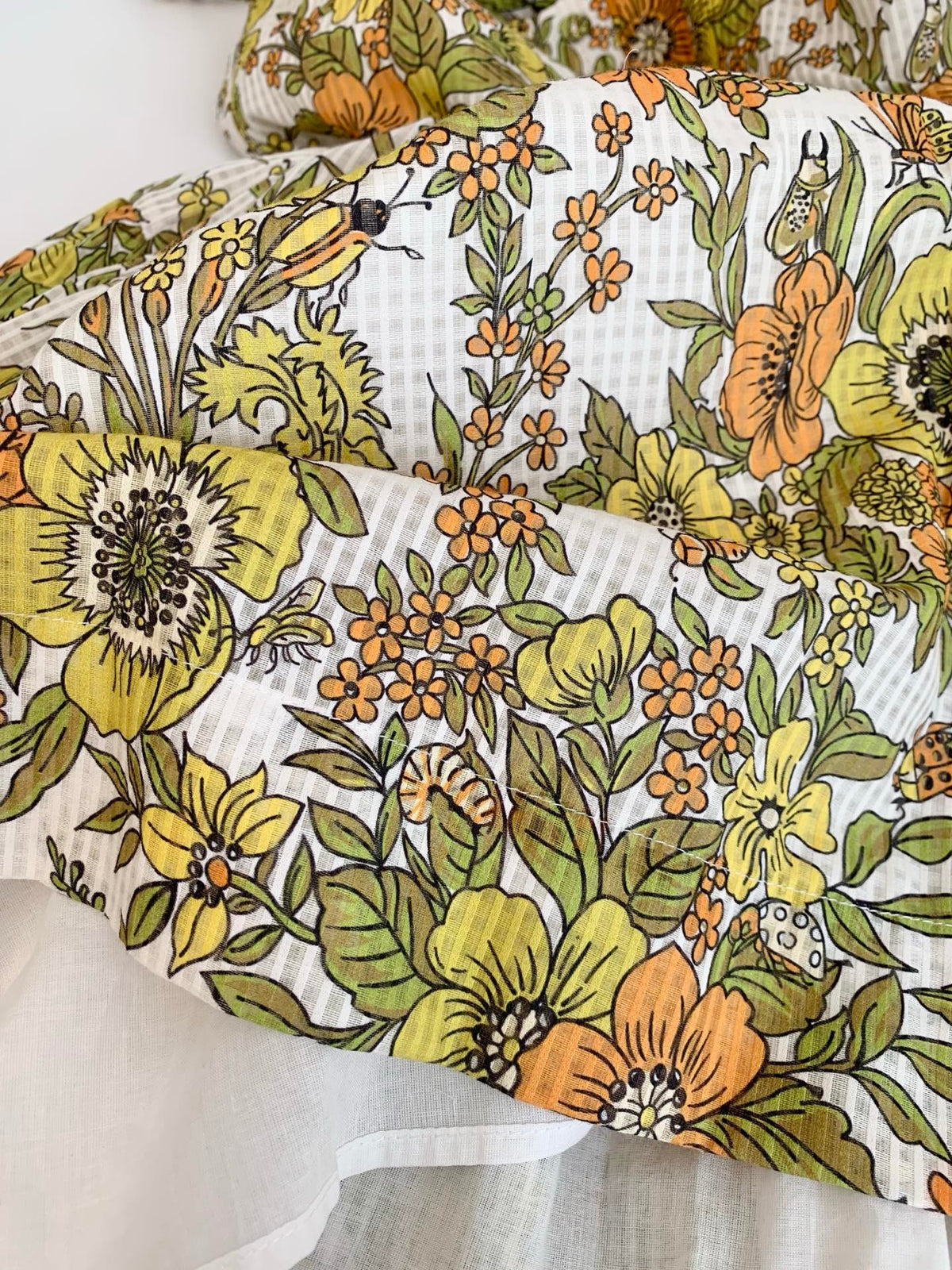 Alemais Strap Cami Slip Mini Dress Retro Garden Floral Bug Print Cotton Silk Fabric 2608049AL