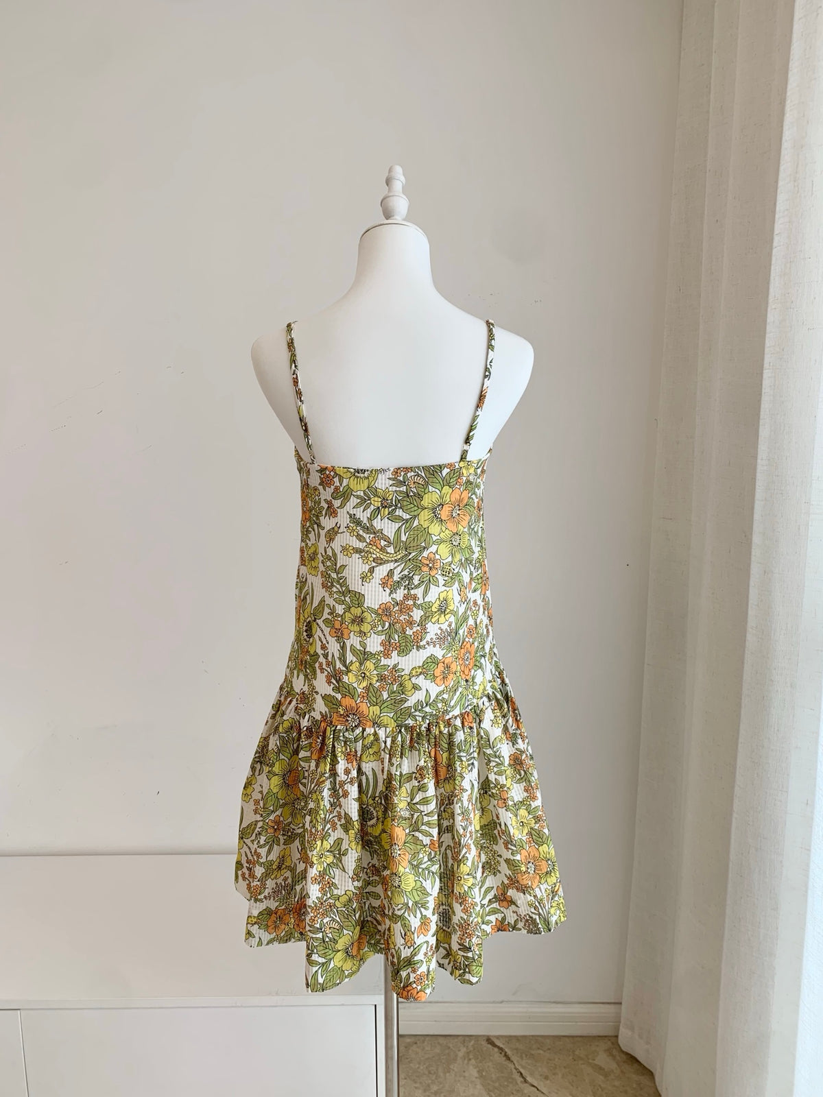 Alemais Strap Cami Slip Mini Dress Retro Garden Floral Bug Print Cotton Silk Fabric 2608049AL