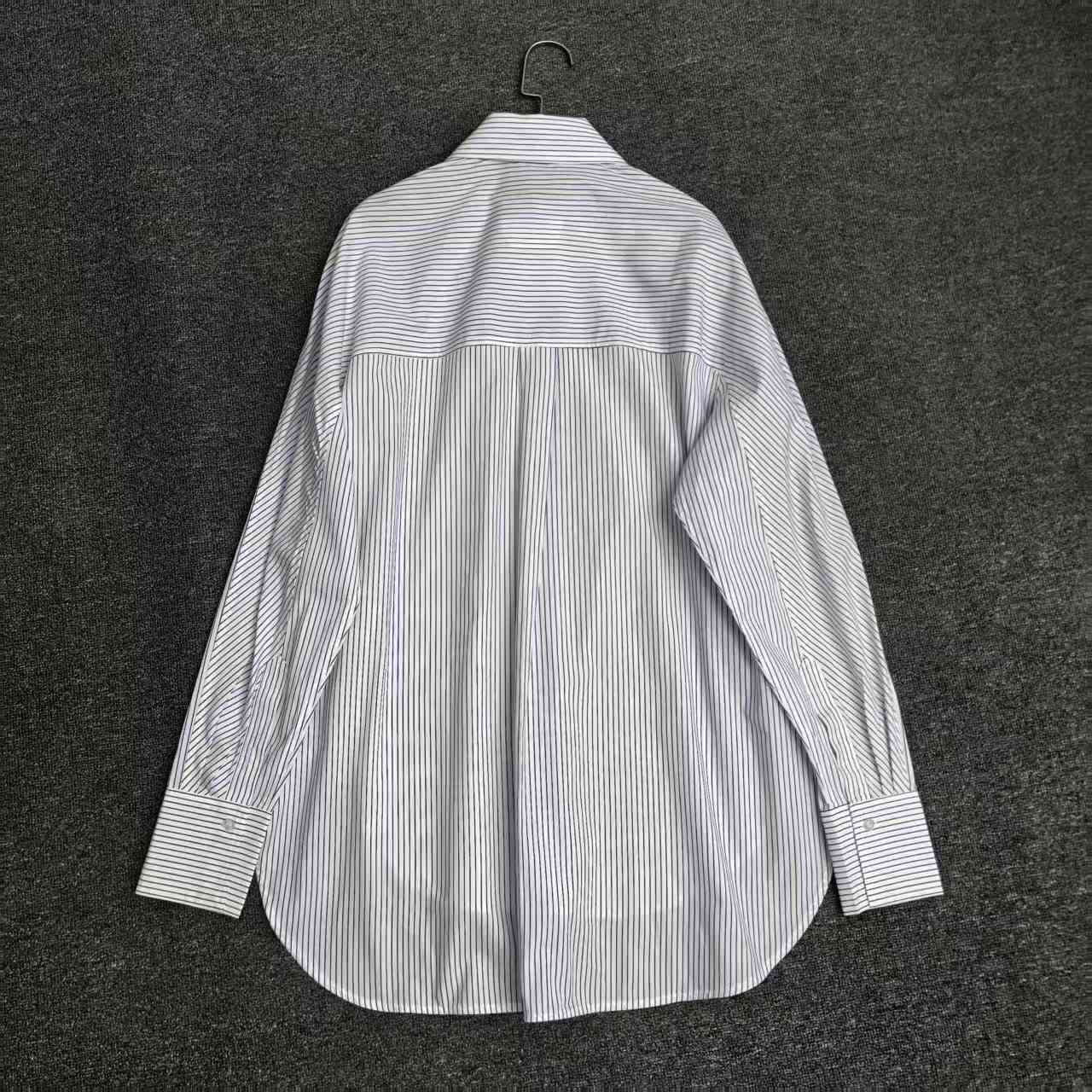 Toteme women blouse shirt 25 spring light blue striped oversize long sleeve front button cotton blended 2503074TT