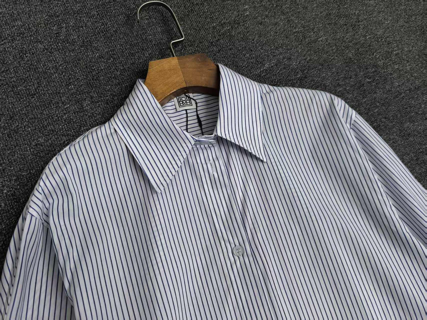 Toteme women blouse shirt 25 spring light blue striped oversize long sleeve front button cotton blended 2503074TT