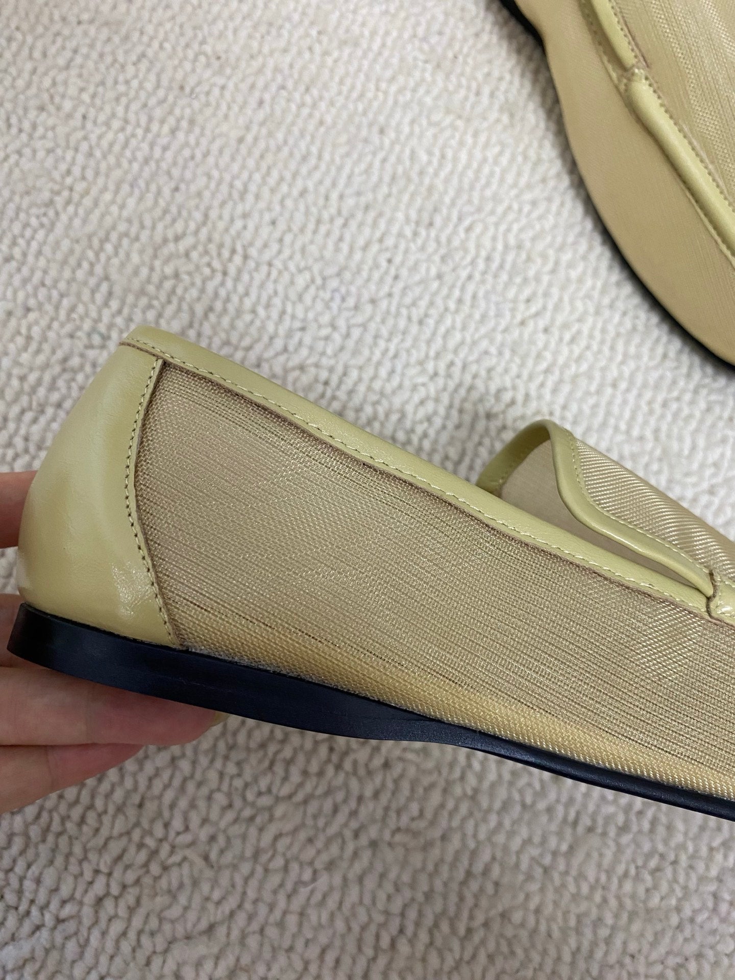 The Row Breathable Mesh Fairy Loafers camel black white rubber sole leather pad summer 2505044TR