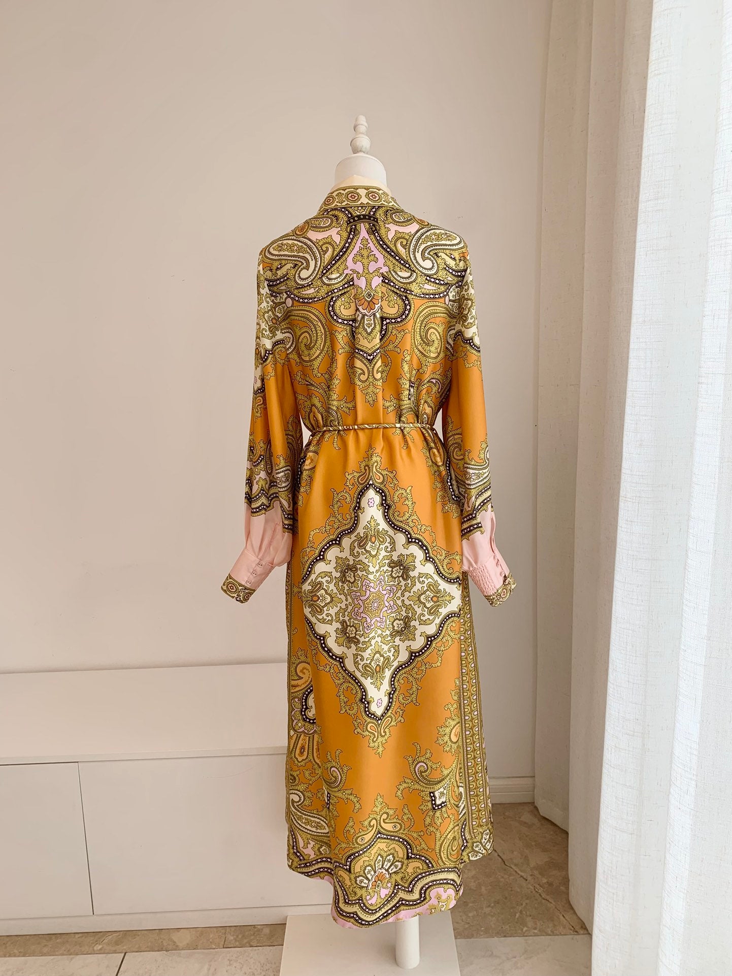 Alemais paisley-print puff-sleeve maxi dress multi-colour button fastening self-tie belt 2508058AL