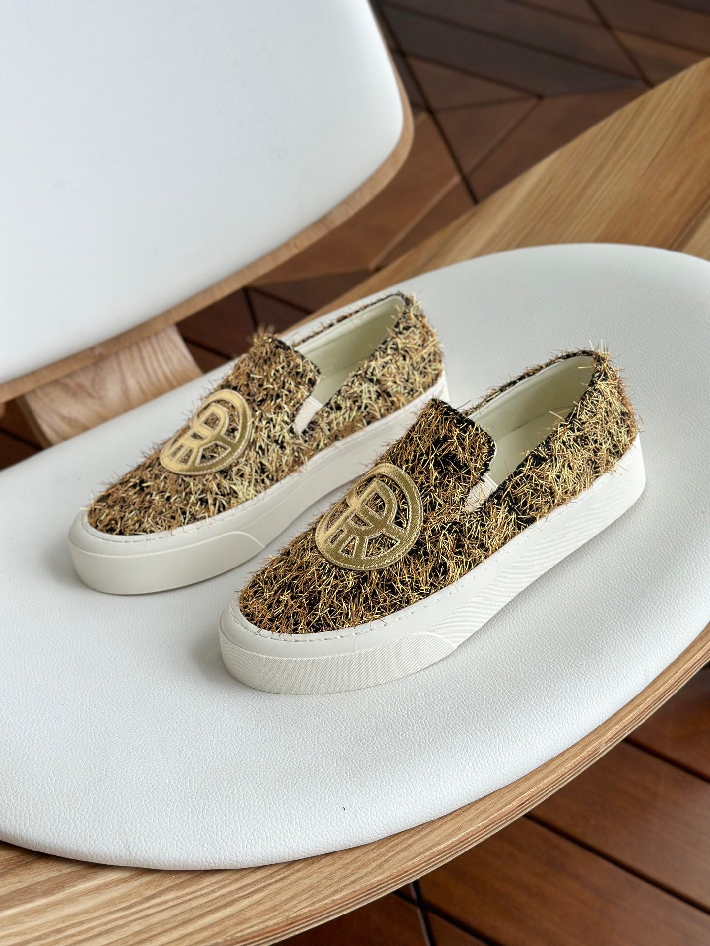 The Row Shoes espadrilles metal fiber flat sheep skin casual 2408002TR