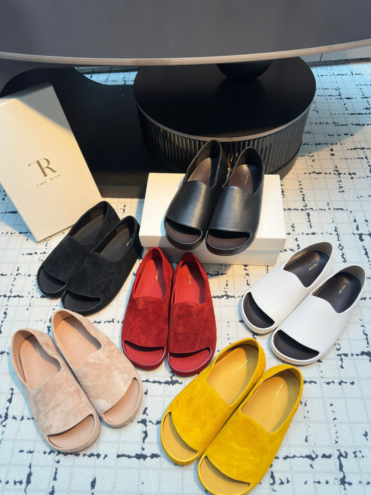 The Row Open-Toe Loafers Birkenstocks Summer Sliper Women Suede Leather TPU sole 2506014TR