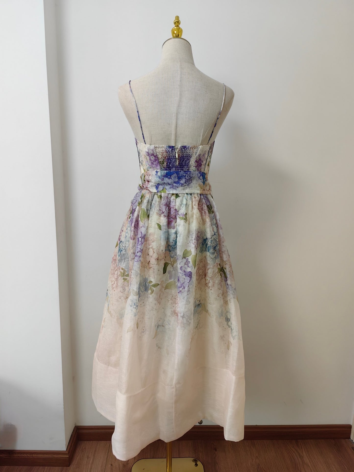 Zimmermann Dawning midi dress light pink rear hook and zip boned pockets linen silk 2503004Zim