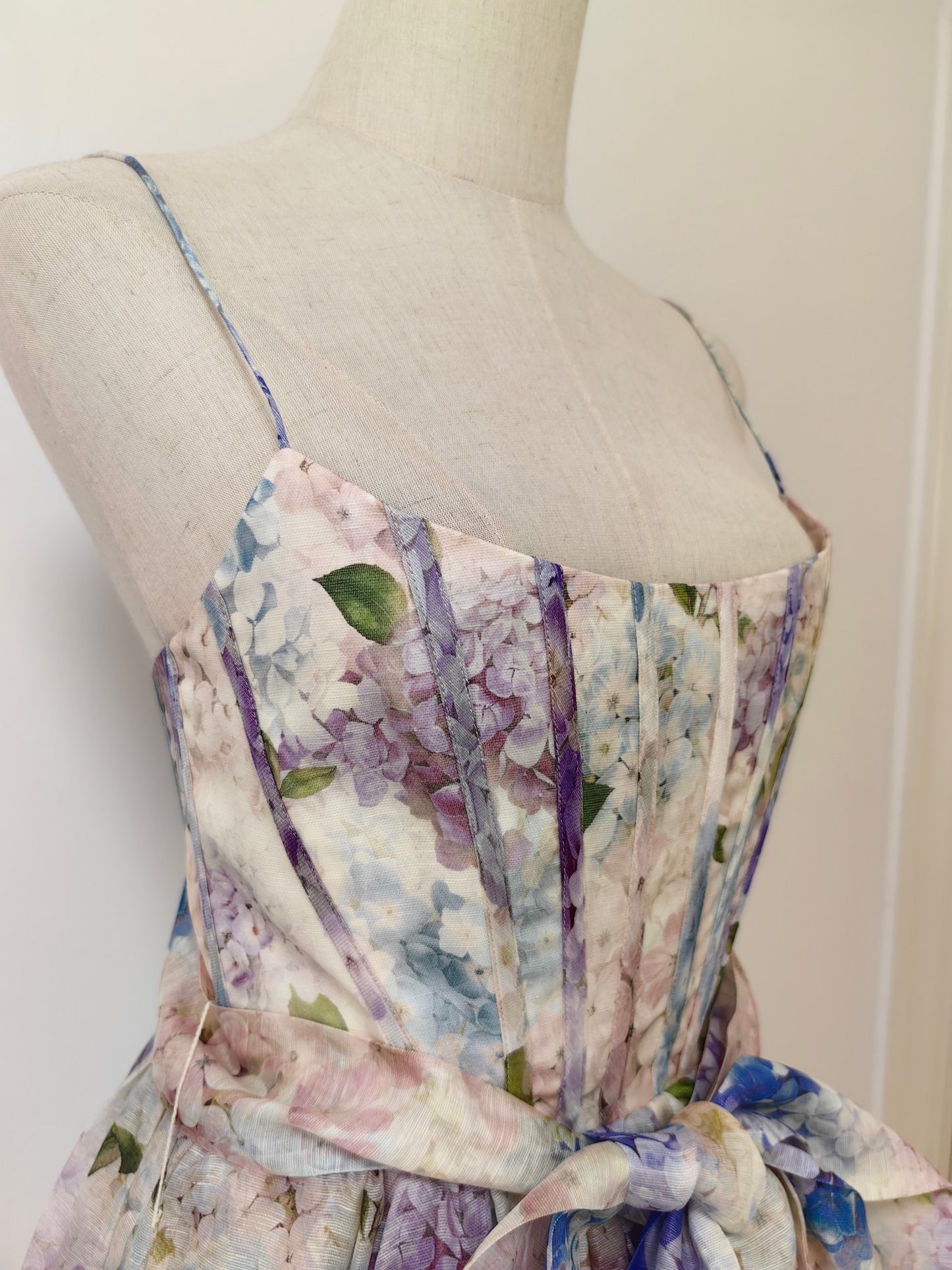 Zimmermann Dawning midi dress light pink rear hook and zip boned pockets linen silk 2503004Zim
