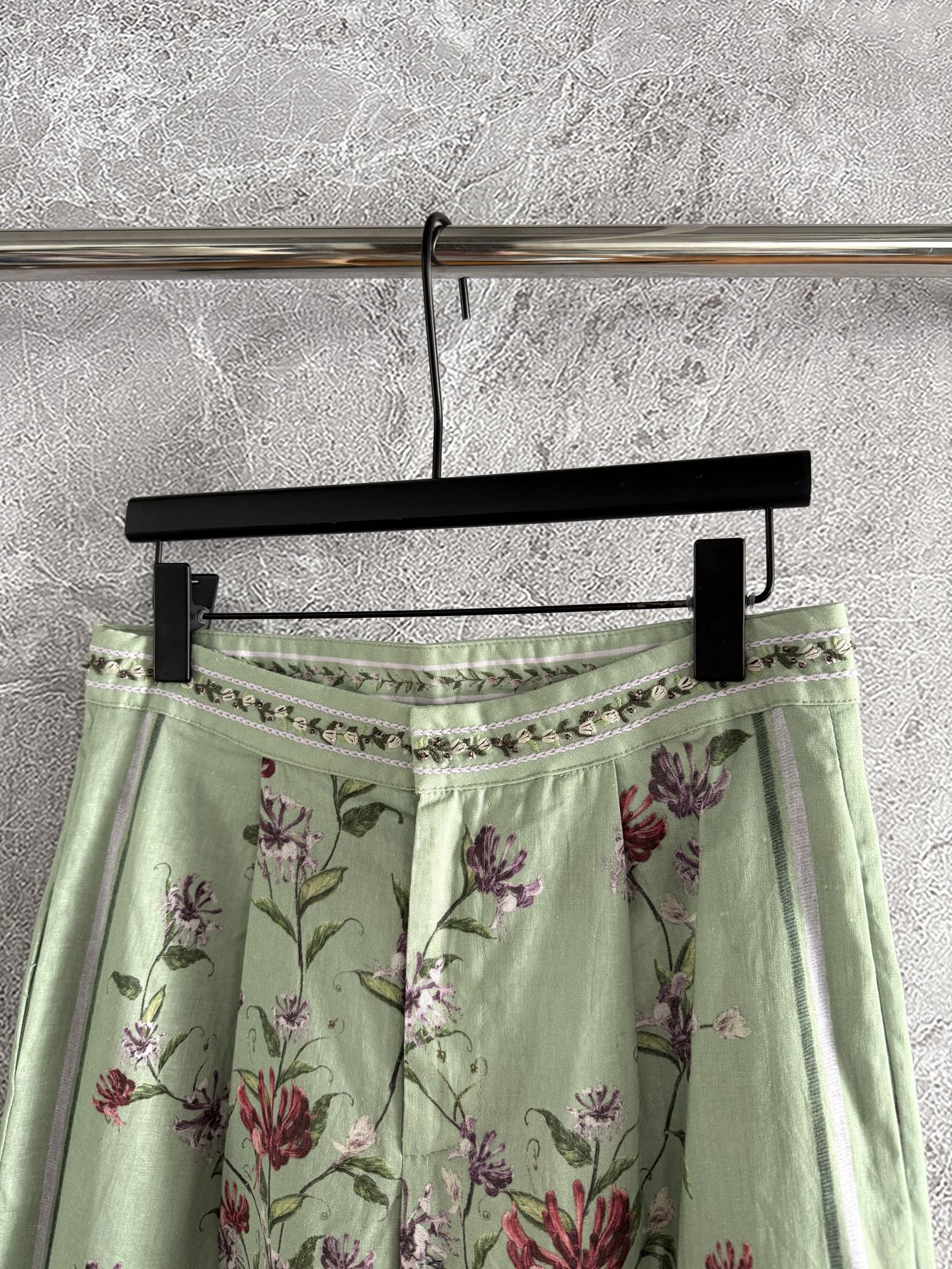 Agua Florecer shirt trousers green embroidery waist side pocket long sleeve loose design 2505003AGU
