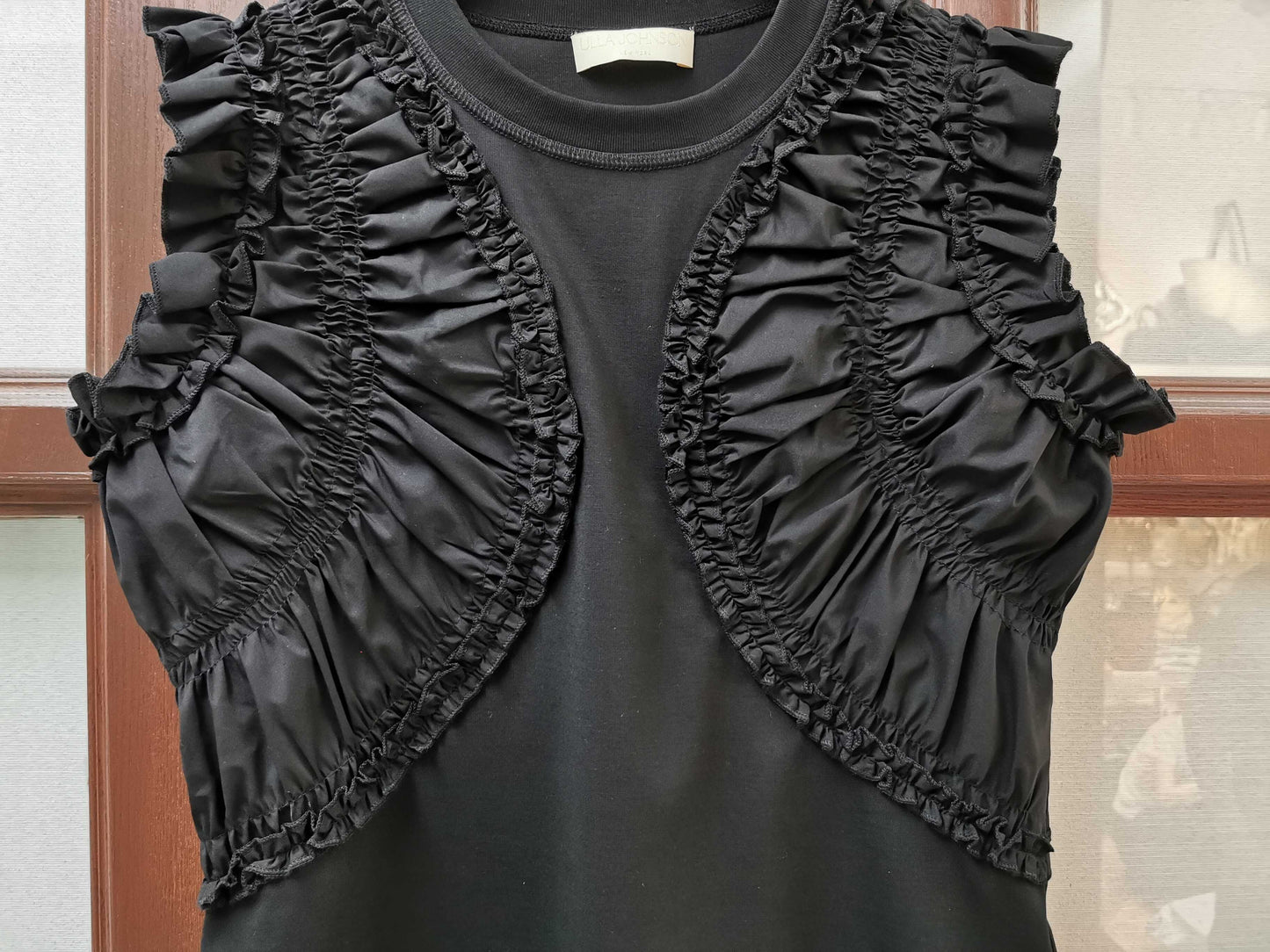 Ulla Johnson Summer Tank Top Shirt Sleeveless Black Pleated Ruffles Cotton Round-Neck 2506051UJ
