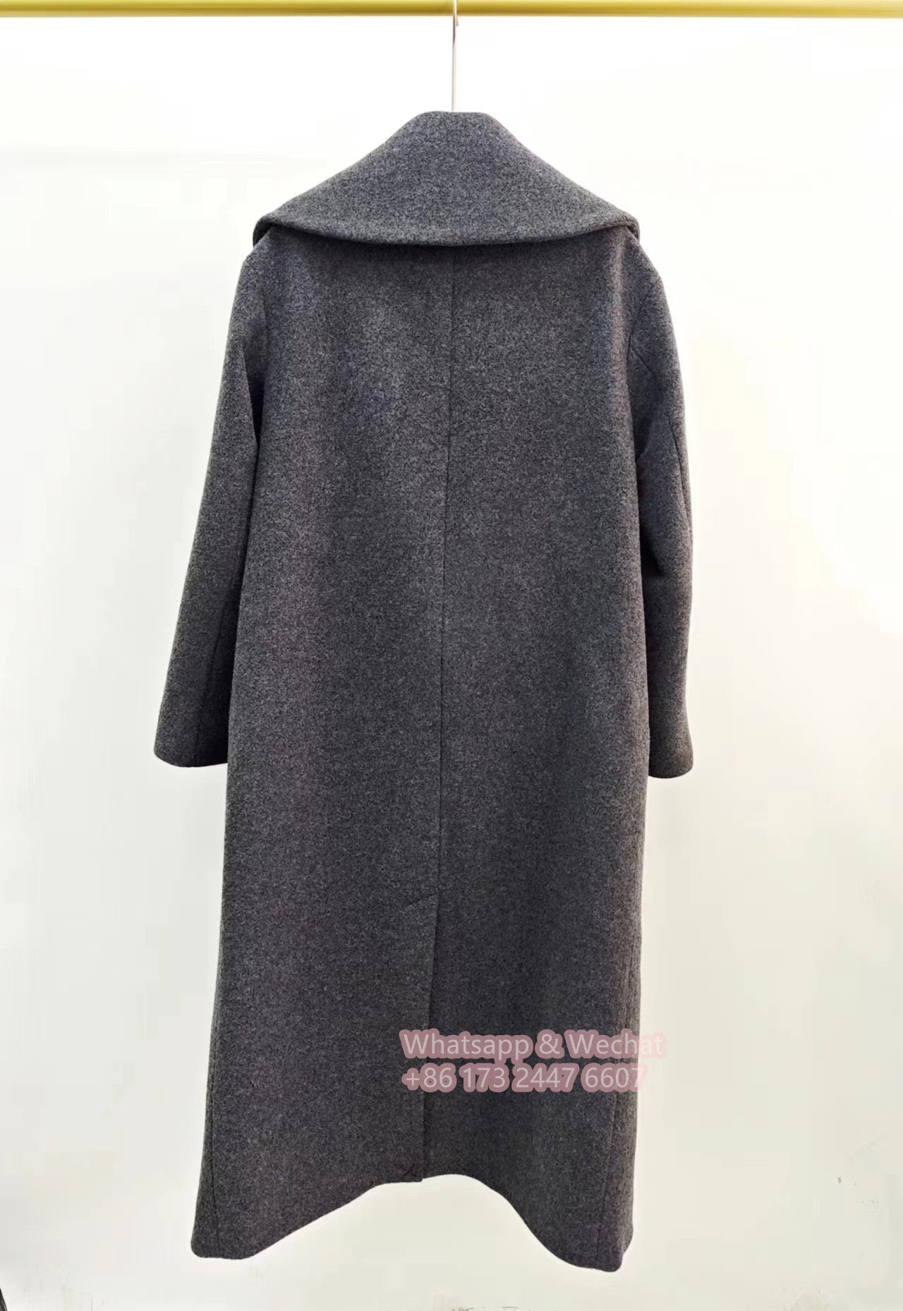 2312023TT Toteme Winter Woolen Coat Gray Midi Length Drop Shoulder One-Button Trundown Collar