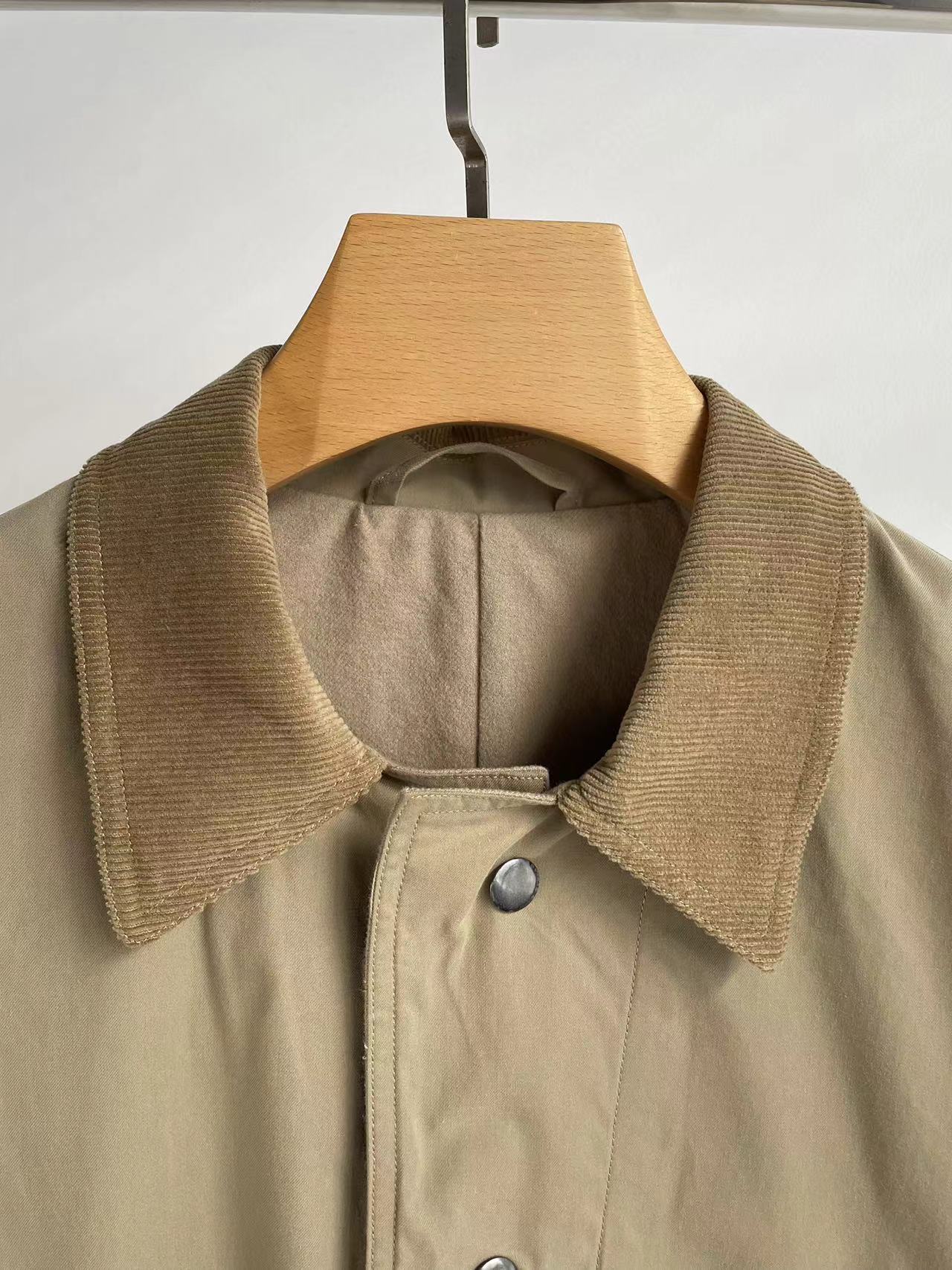 The Row winter jacket coat cotton khaki oversize long sleeve pocket corduroy collar 2409009TR