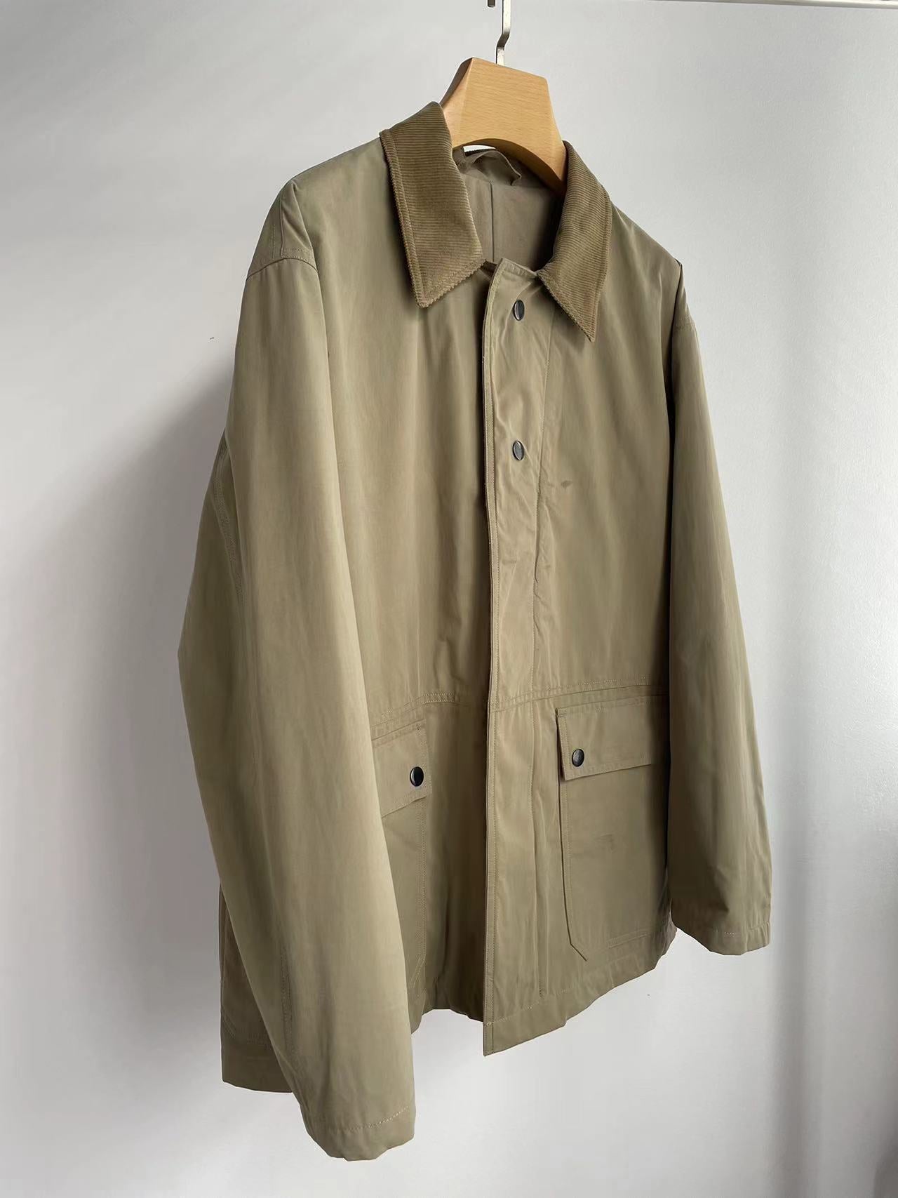 The Row winter jacket coat cotton khaki oversize long sleeve pocket corduroy collar 2409009TR