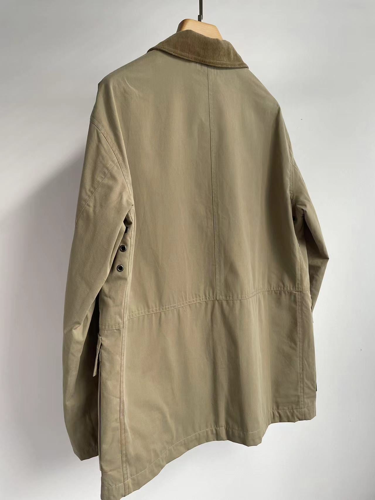 The Row winter jacket coat cotton khaki oversize long sleeve pocket corduroy collar 2409009TR