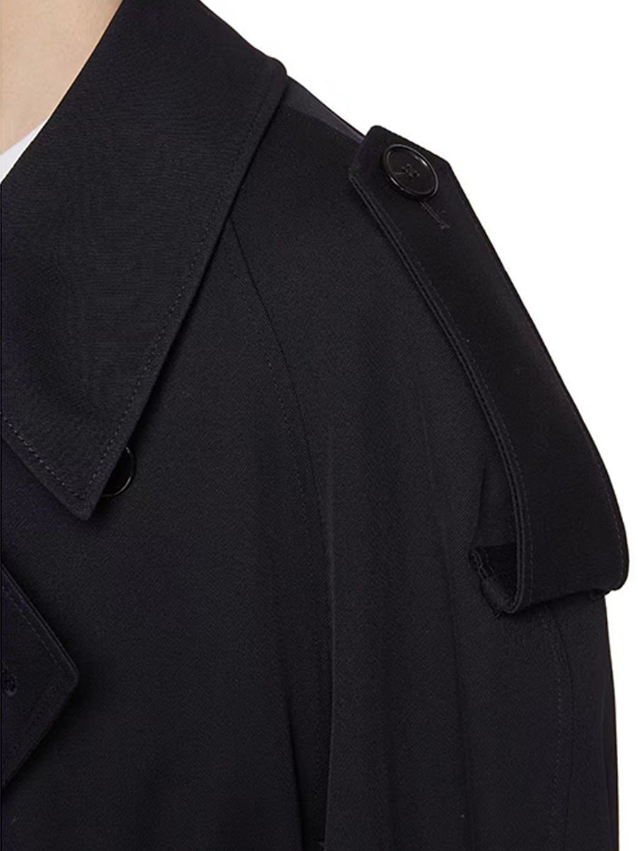 The Row winter midi coat jacket trench dark blue oversize pocket drop shoulder belted 2409006TR