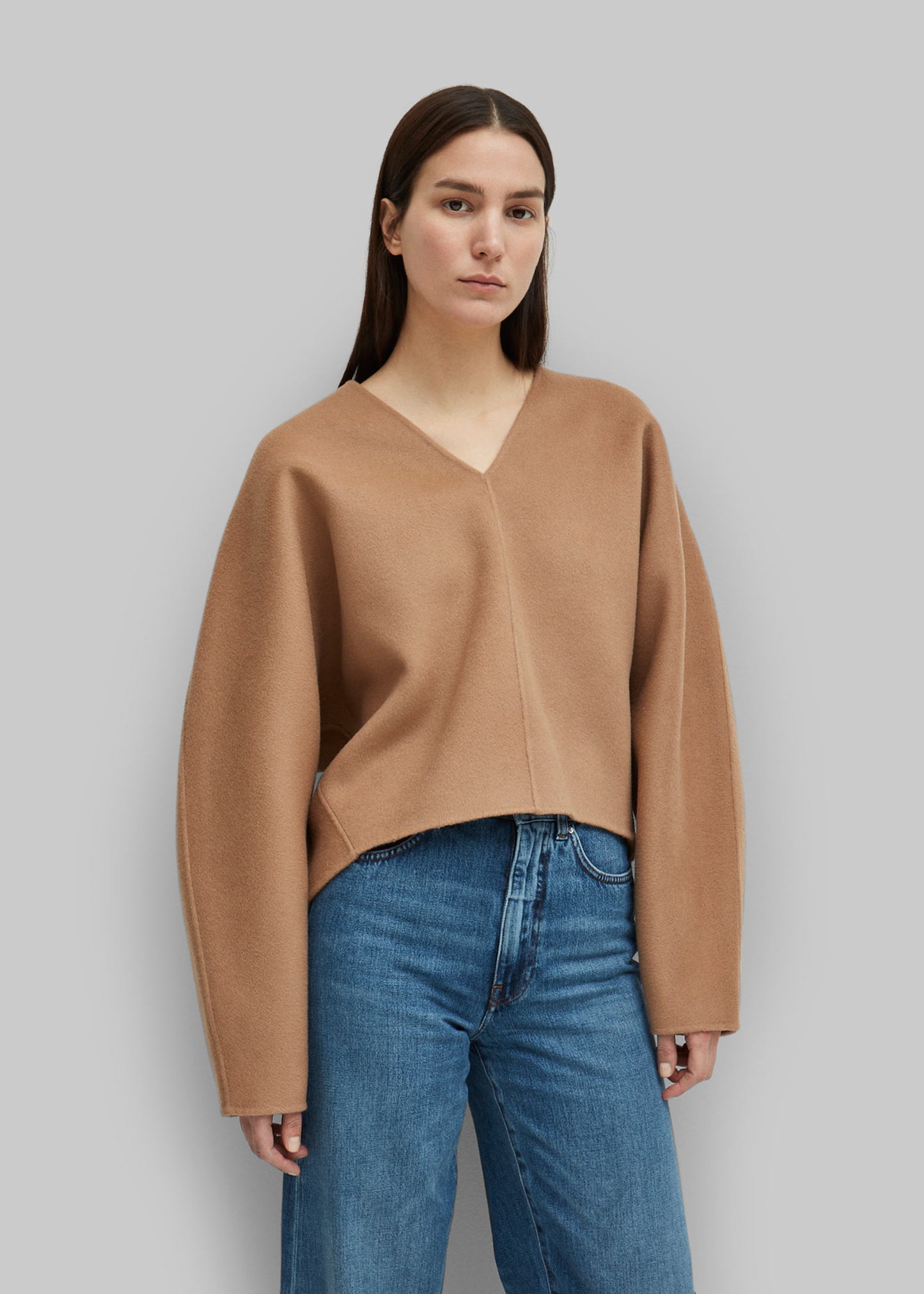 2003TO004 Toteme Woolen Pullover Solid Color Long Sleeve V-Neck Oversize Sweater Winter Casual