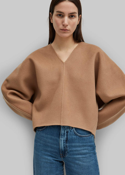 2003TO004 Toteme Woolen Pullover Solid Color Long Sleeve V-Neck Oversize Sweater Winter Casual