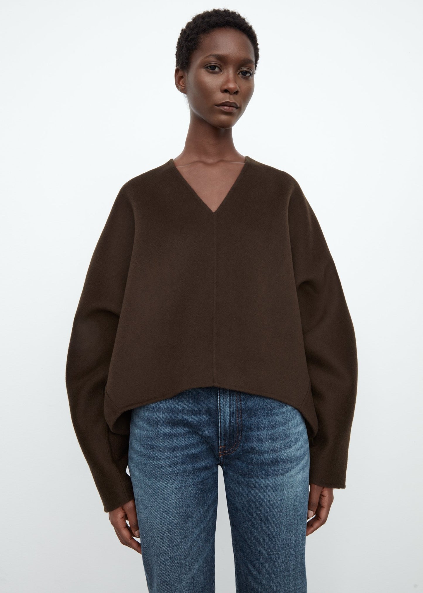 2003TO004 Toteme Woolen Pullover Solid Color Long Sleeve V-Neck Oversize Sweater Winter Casual