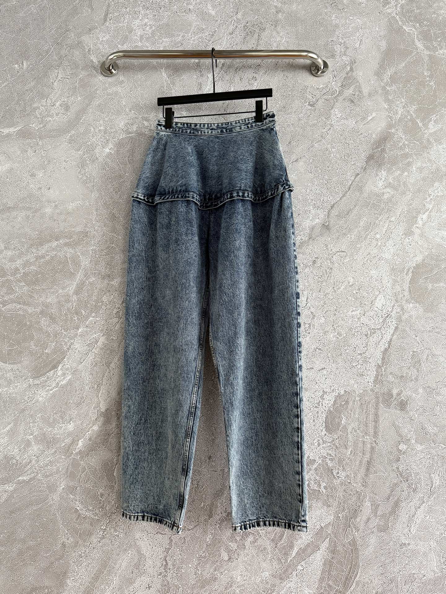 Alaia Jeans Side Button Fasten Buttom Ruffles Hips Denim Blue Cotton Pocket 2603001Alaia