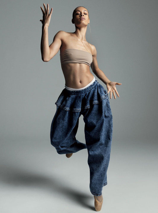 Alaia Jeans Side Button Fasten Buttom Ruffles Hips Denim Blue Cotton Pocket 2603001Alaia