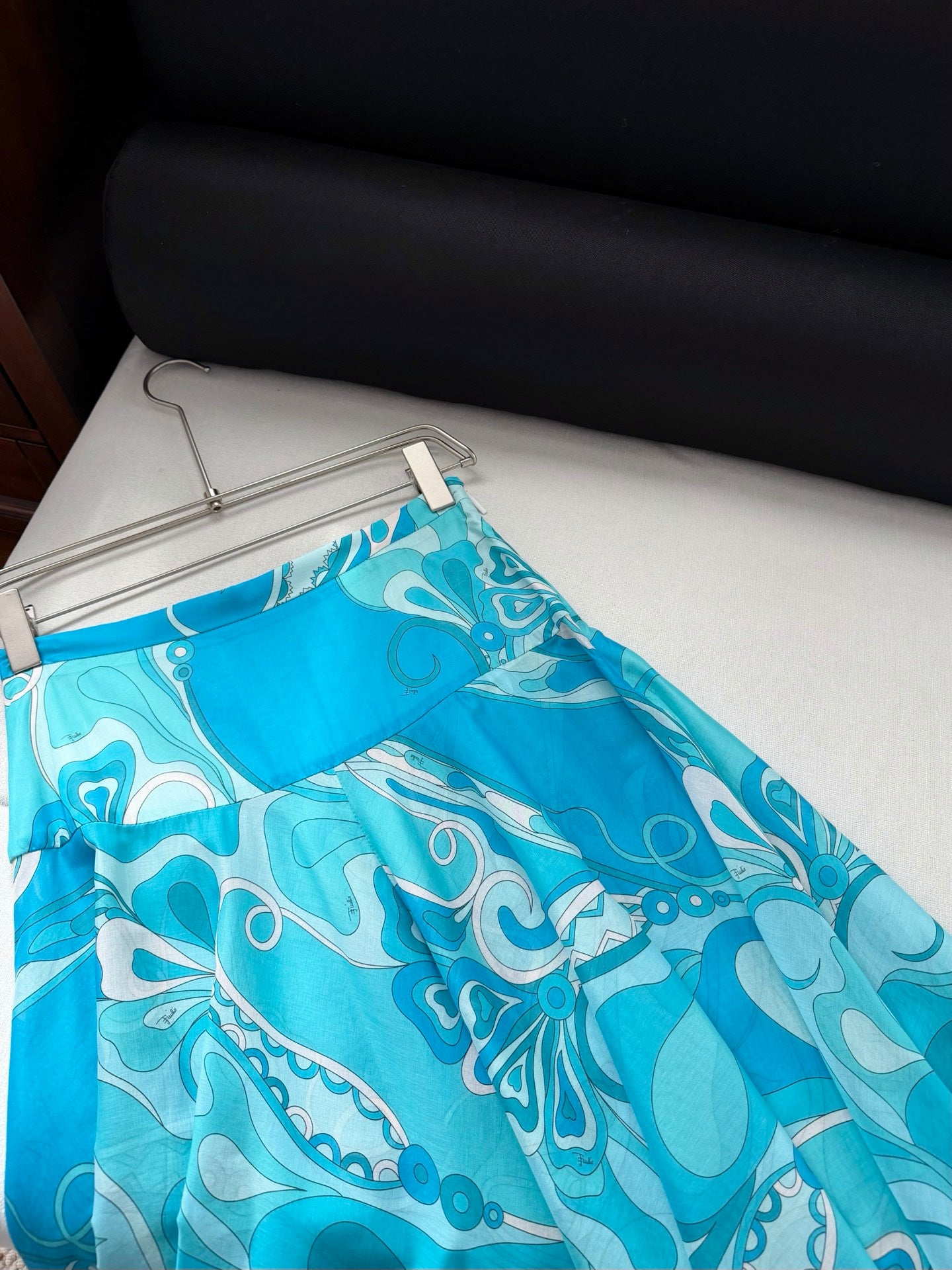 Pucci Orchidee-print cotton shirt max skirt long sleeves hight waist side-zip 2603002Pucci