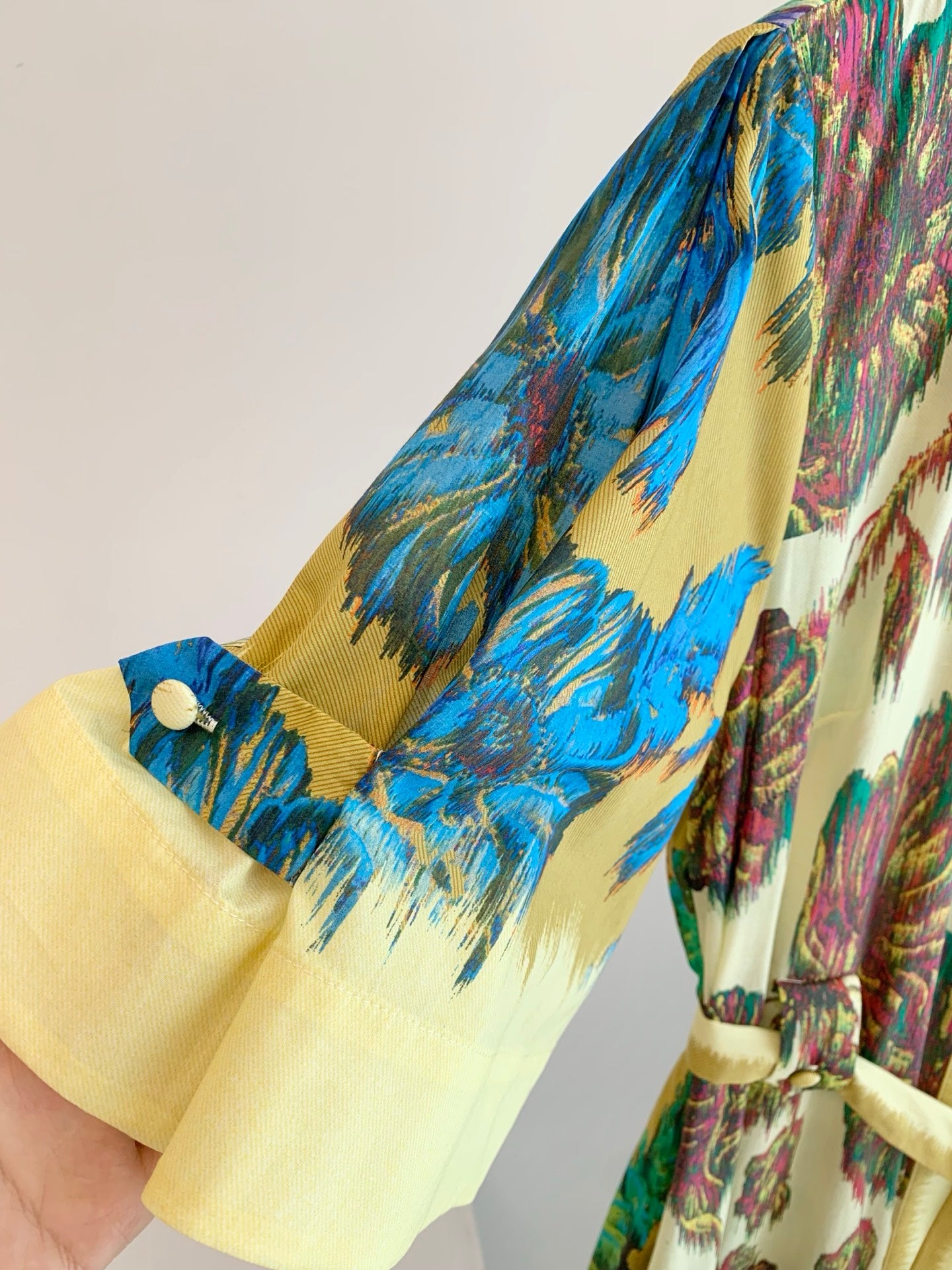 Alemais Vintage Floral Print Shirt Maxi Dress Lapel Collar Short Sleeve Belted Cotton Dress 2608009AL