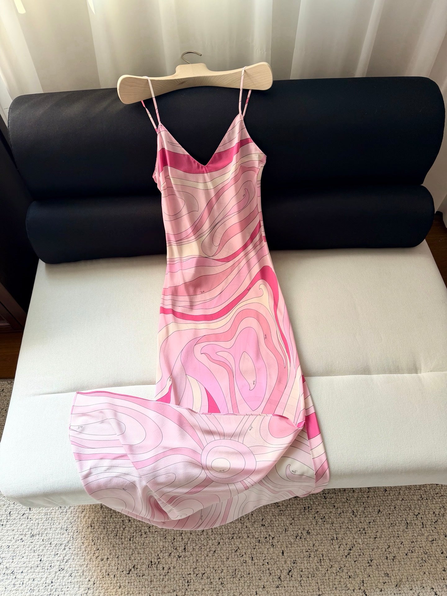 Pucci Women Pink Swirl Print 100% Silk Maxi Slip Dress Elegant Summer Holiday Outfit 2605025Pucci