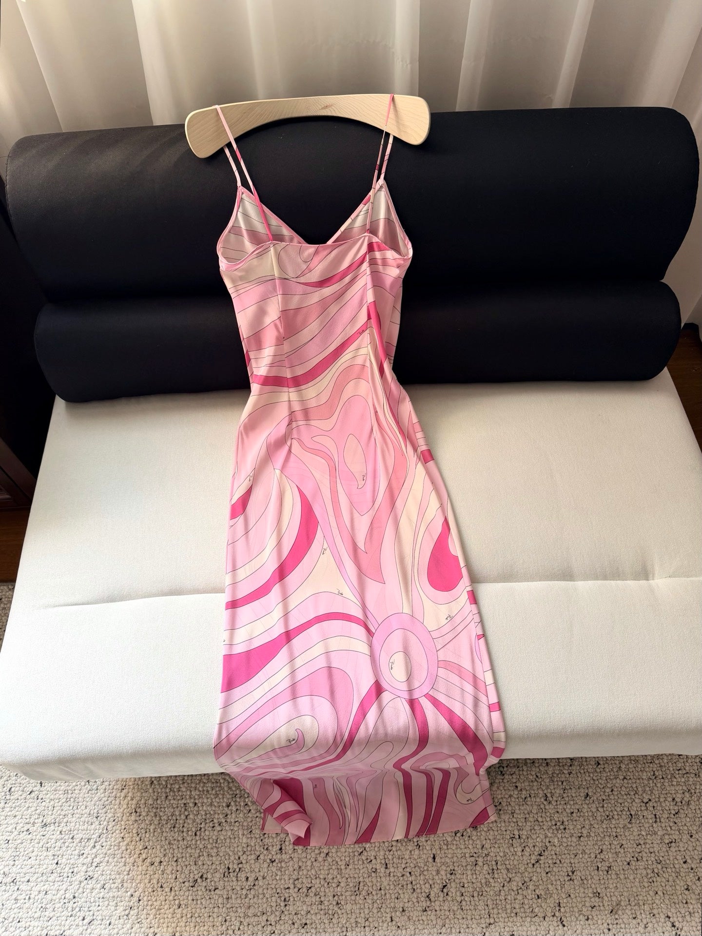 Pucci Women Pink Swirl Print 100% Silk Maxi Slip Dress Elegant Summer Holiday Outfit 2605025Pucci