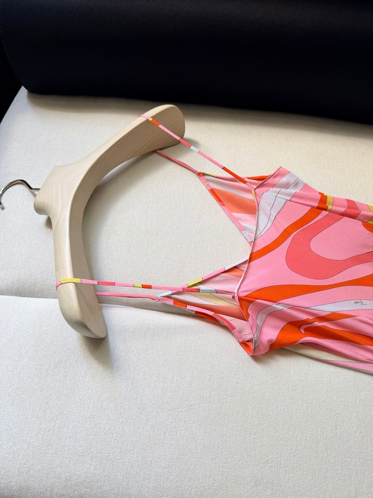 Pucci Women V‑Neck 100% Silk Maxi Slip Dress Pink Orange Retro Abstract Vacation Outfit 2606067Pucci