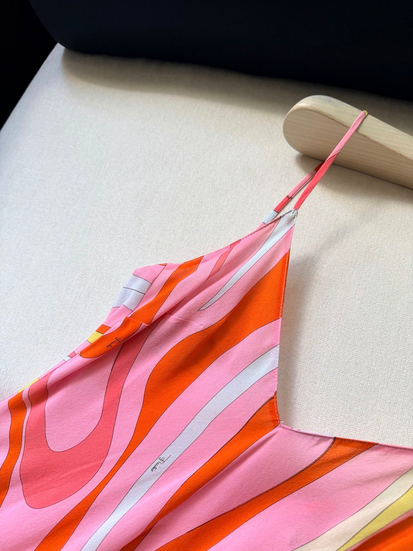 Pucci Women V‑Neck 100% Silk Maxi Slip Dress Pink Orange Retro Abstract Vacation Outfit 2606067Pucci