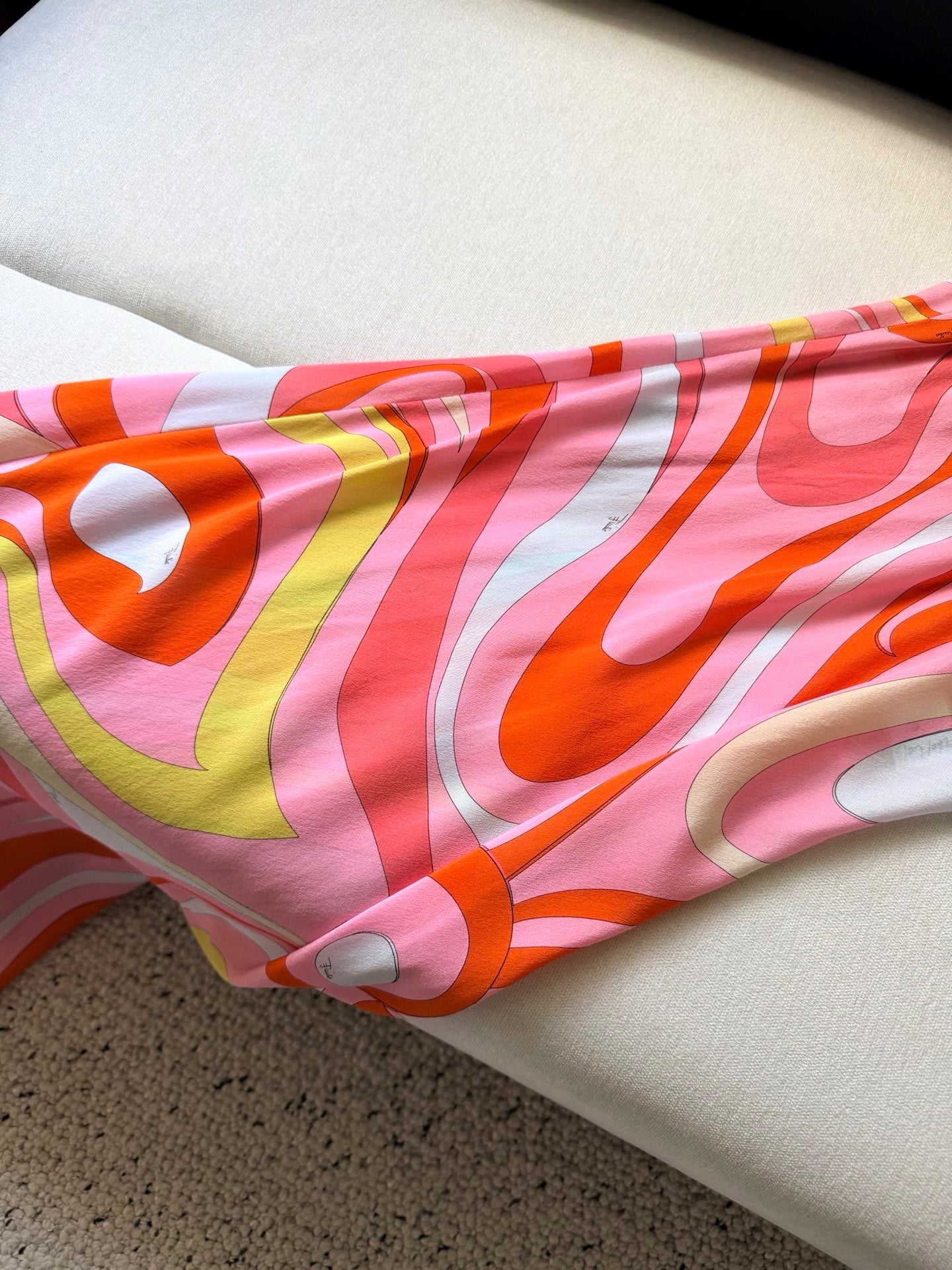 Pucci Women V‑Neck 100% Silk Maxi Slip Dress Pink Orange Retro Abstract Vacation Outfit 2606067Pucci