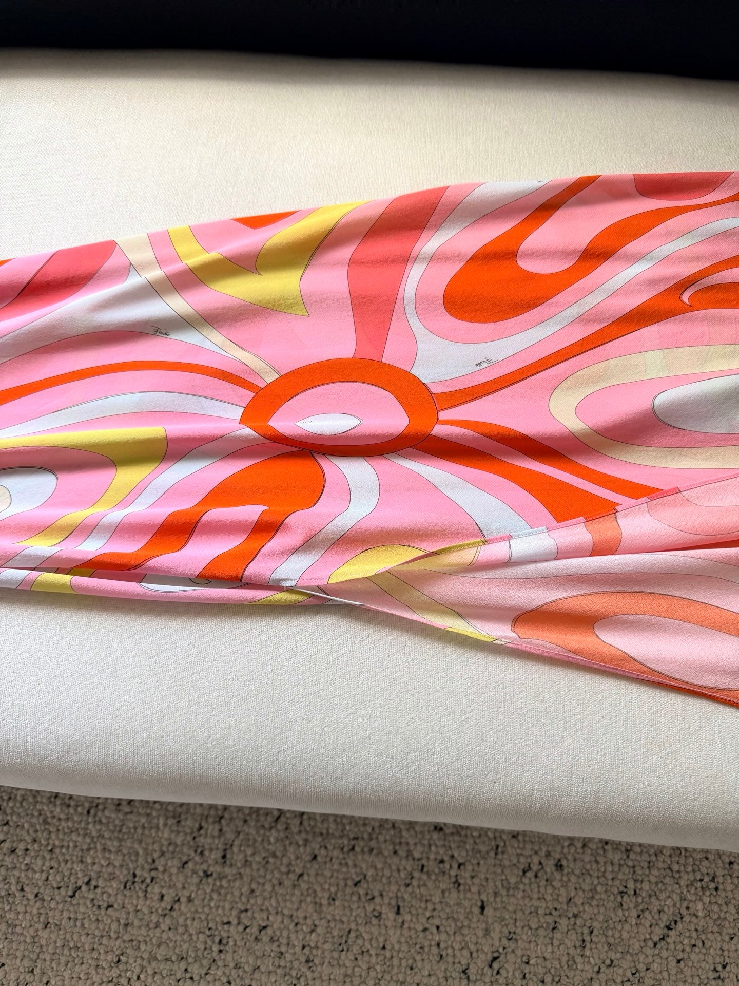 Pucci Women V‑Neck 100% Silk Maxi Slip Dress Pink Orange Retro Abstract Vacation Outfit 2606067Pucci
