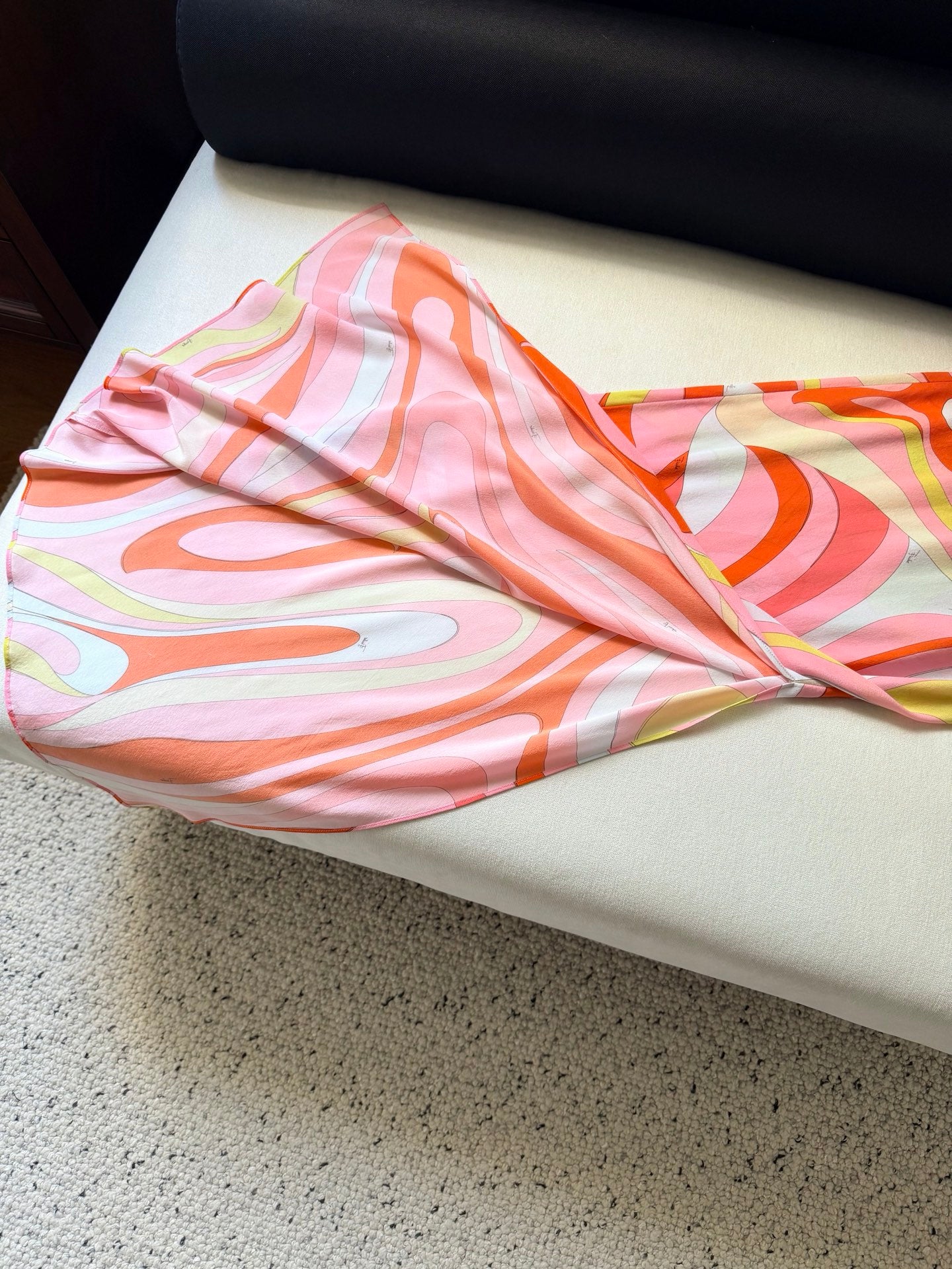 Pucci Women V‑Neck 100% Silk Maxi Slip Dress Pink Orange Retro Abstract Vacation Outfit 2606067Pucci