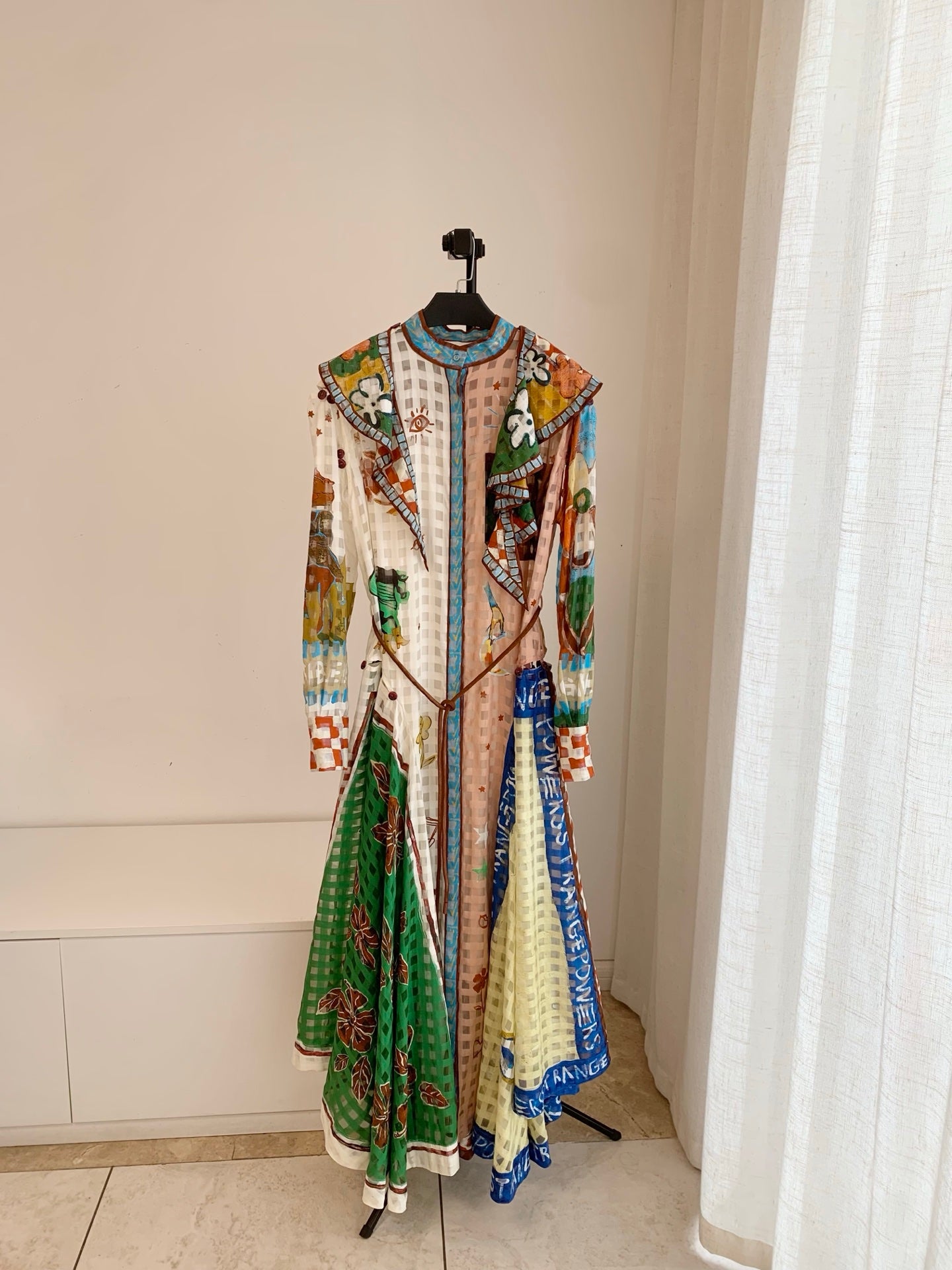 Alemais Vintage Patchwork Print Long Dress Elegant Belted Design For Women Vacation Wear 2608045AL