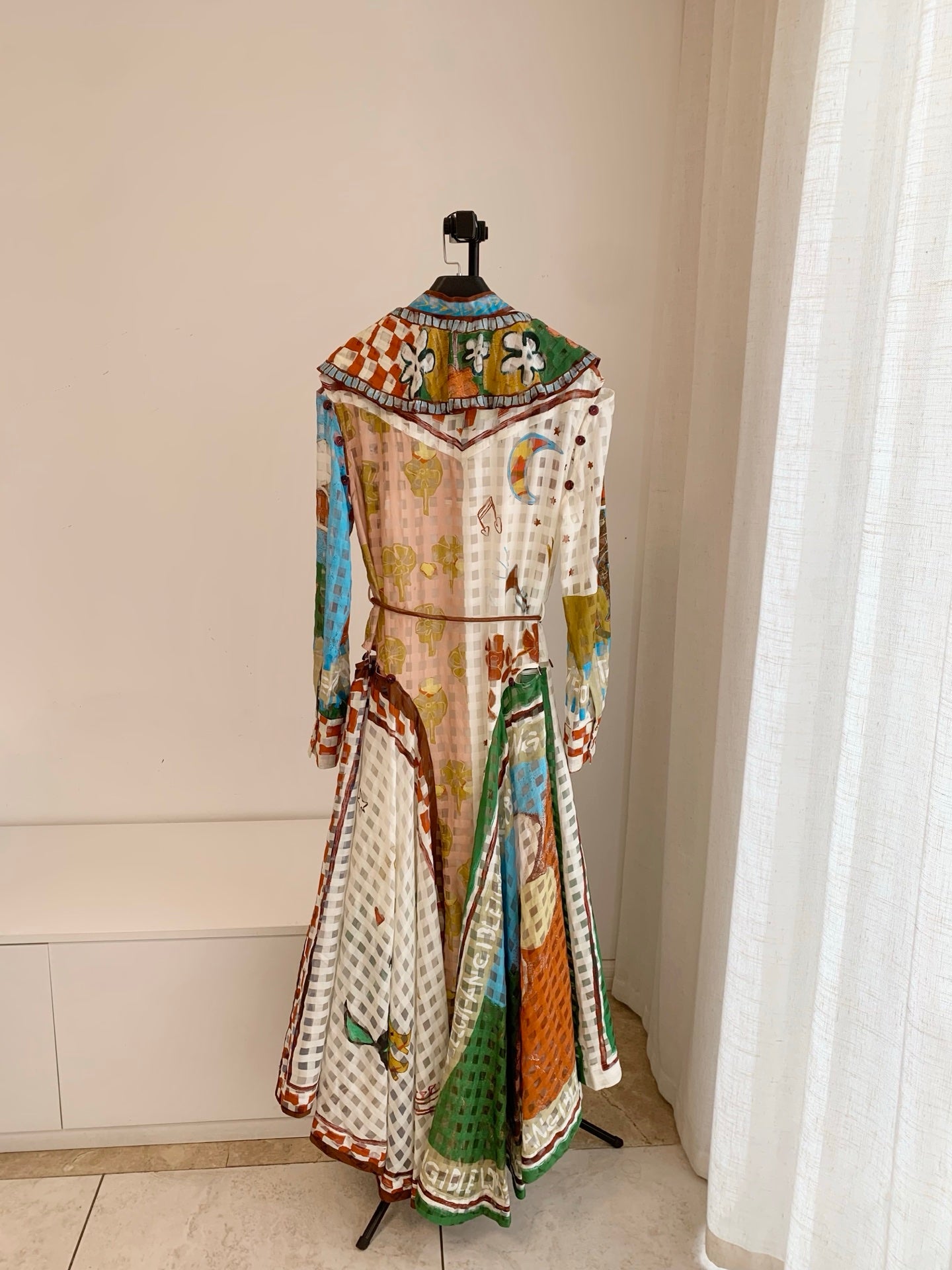 Alemais Vintage Patchwork Print Long Dress Elegant Belted Design For Women Vacation Wear 2608045AL