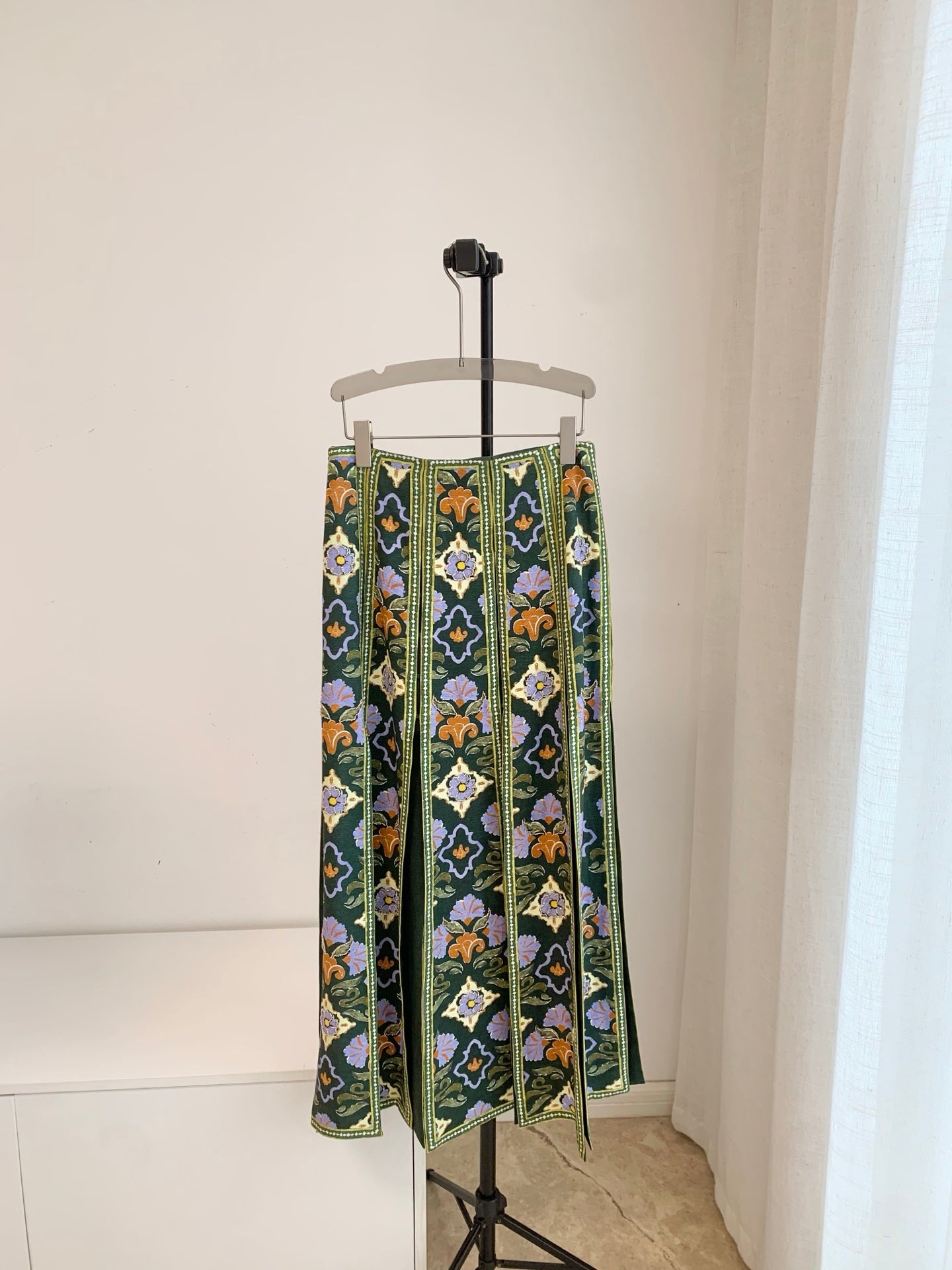 Alemais Bohemian Beaded Linen Viscose Vest Slit Maxi Skirt Two Piece Set 2608043AL