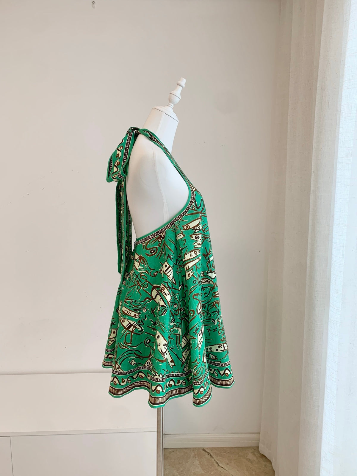Alemais Artistic Sea Print Halter Neck Swing Mini Holiday Mini Dress 202609031AL