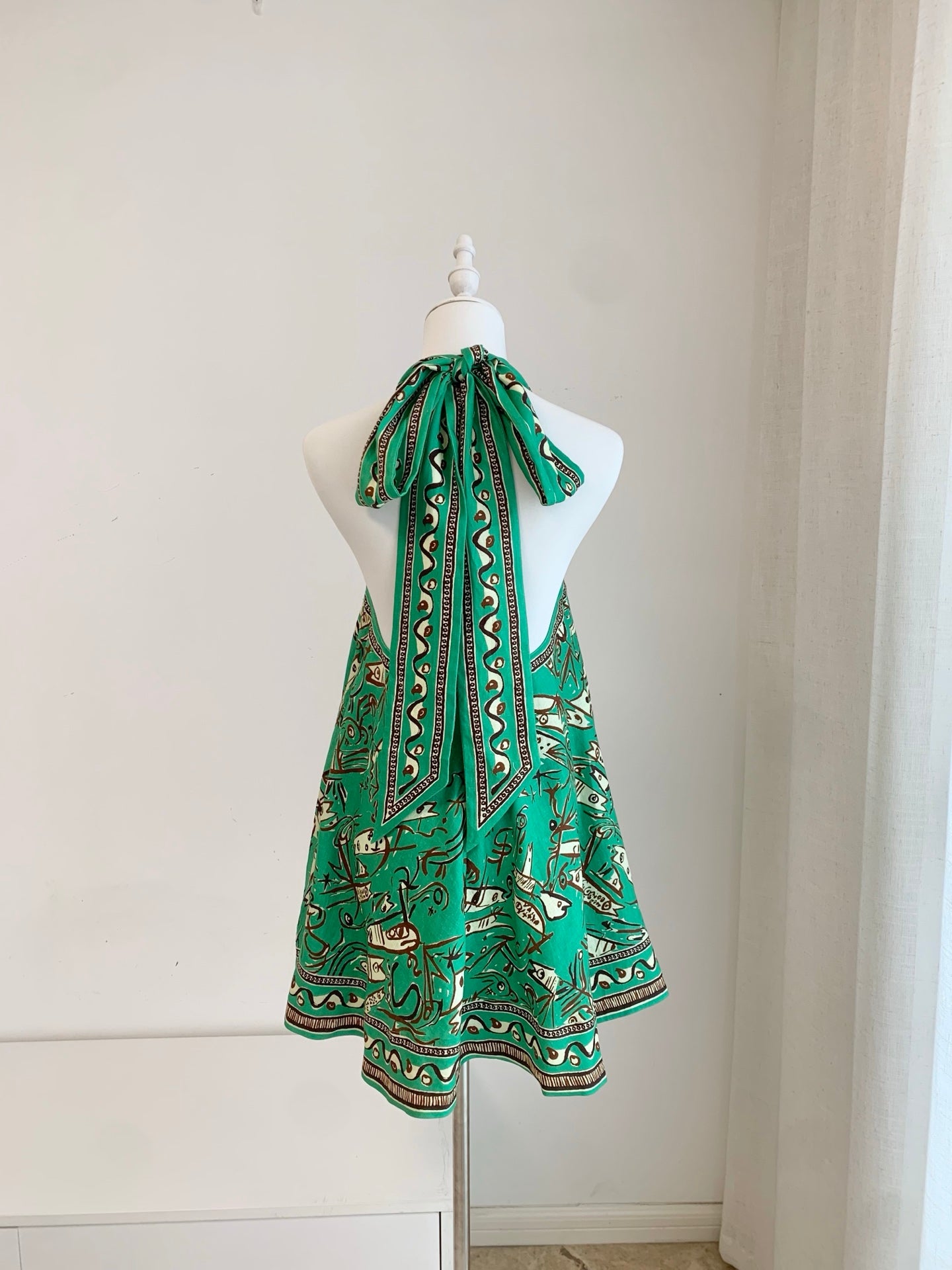 Alemais Artistic Sea Print Halter Neck Swing Mini Holiday Mini Dress 202609031AL