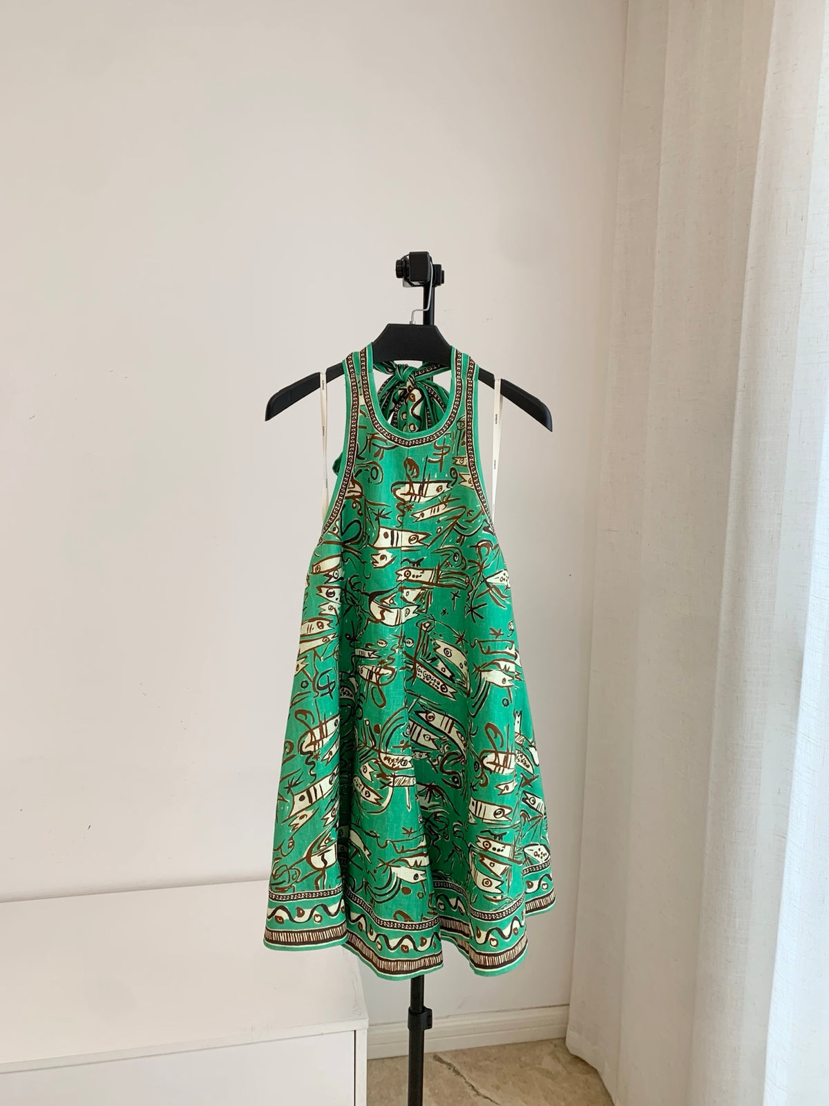 Alemais Artistic Sea Print Halter Neck Swing Mini Holiday Mini Dress 202609031AL