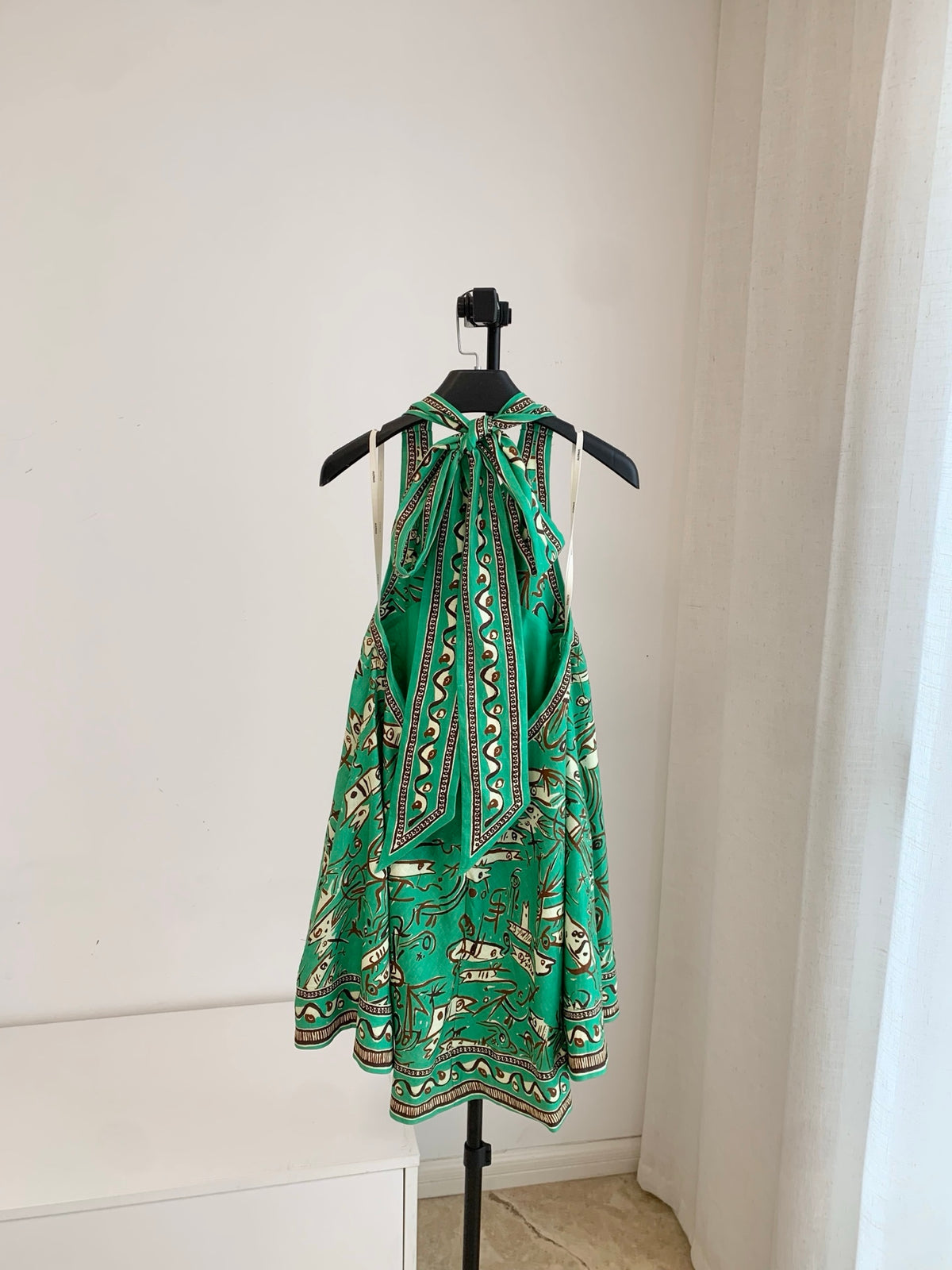 Alemais Artistic Sea Print Halter Neck Swing Mini Holiday Mini Dress 202609031AL