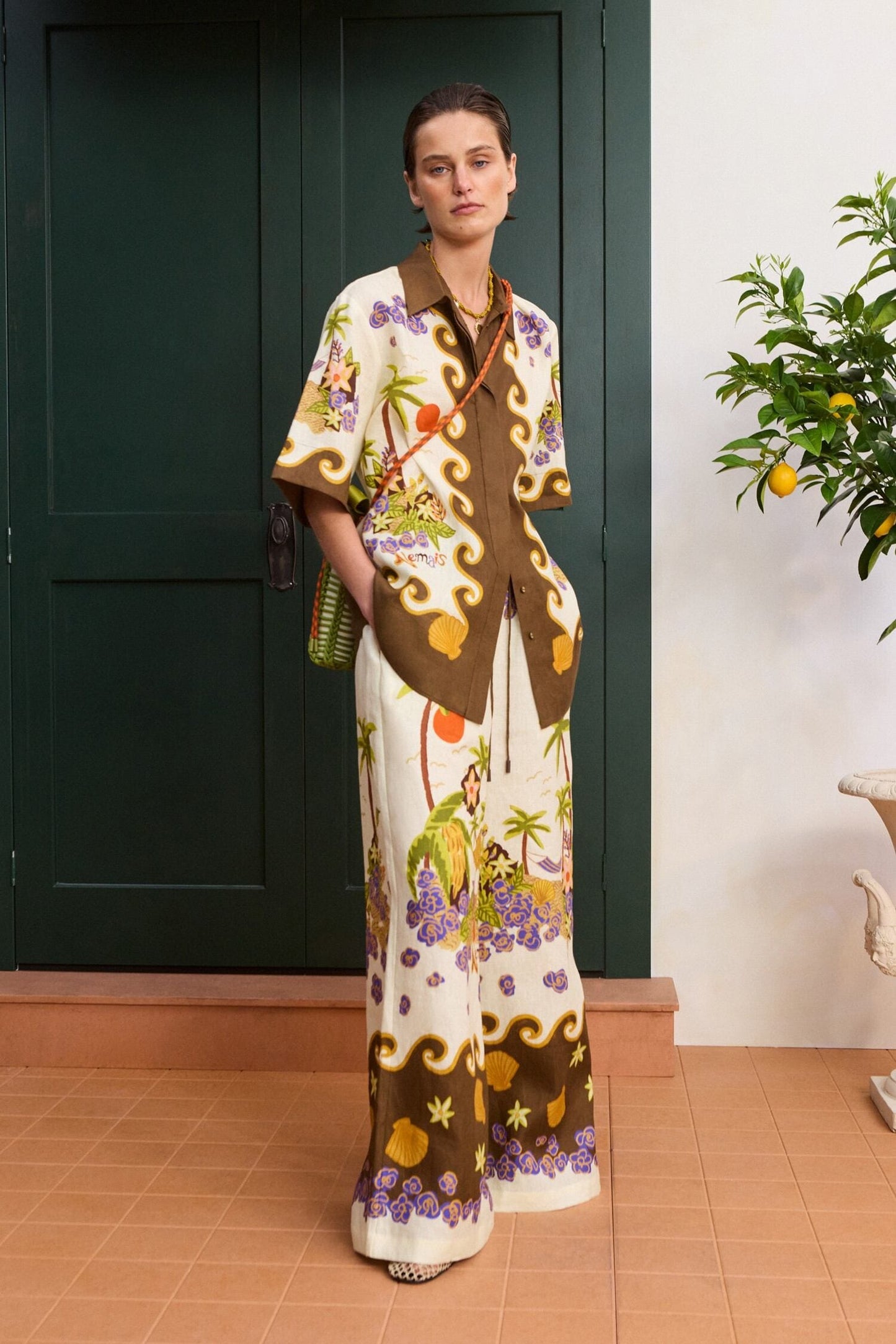 Alemais Retro Island Print Matching Set Women Resort Vacation Outfit 2609023AL