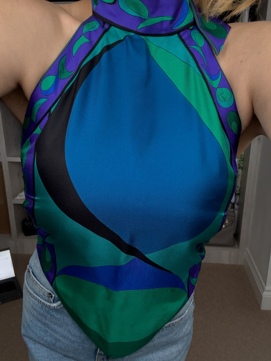 Pucci Chic Sleeveless Halter Silk Top Bold Graphic Print For Women Party Looks 2604089Pucci