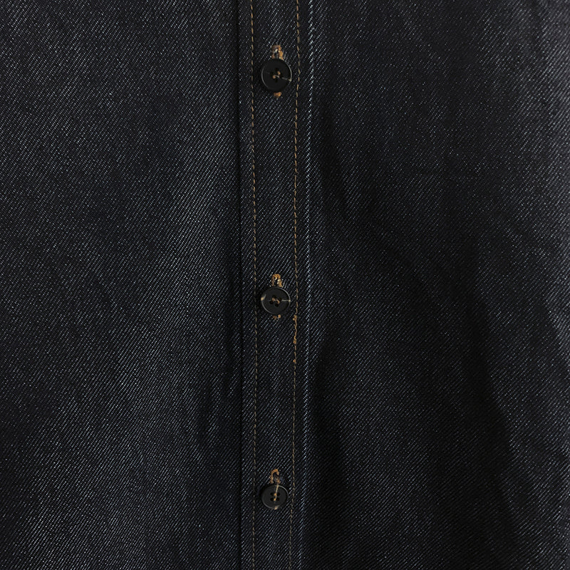 Toteme Women Oversized Dark Raw Denim Shirt 100% Cotton Relaxed Long Sleeve Blouse 2609082TT