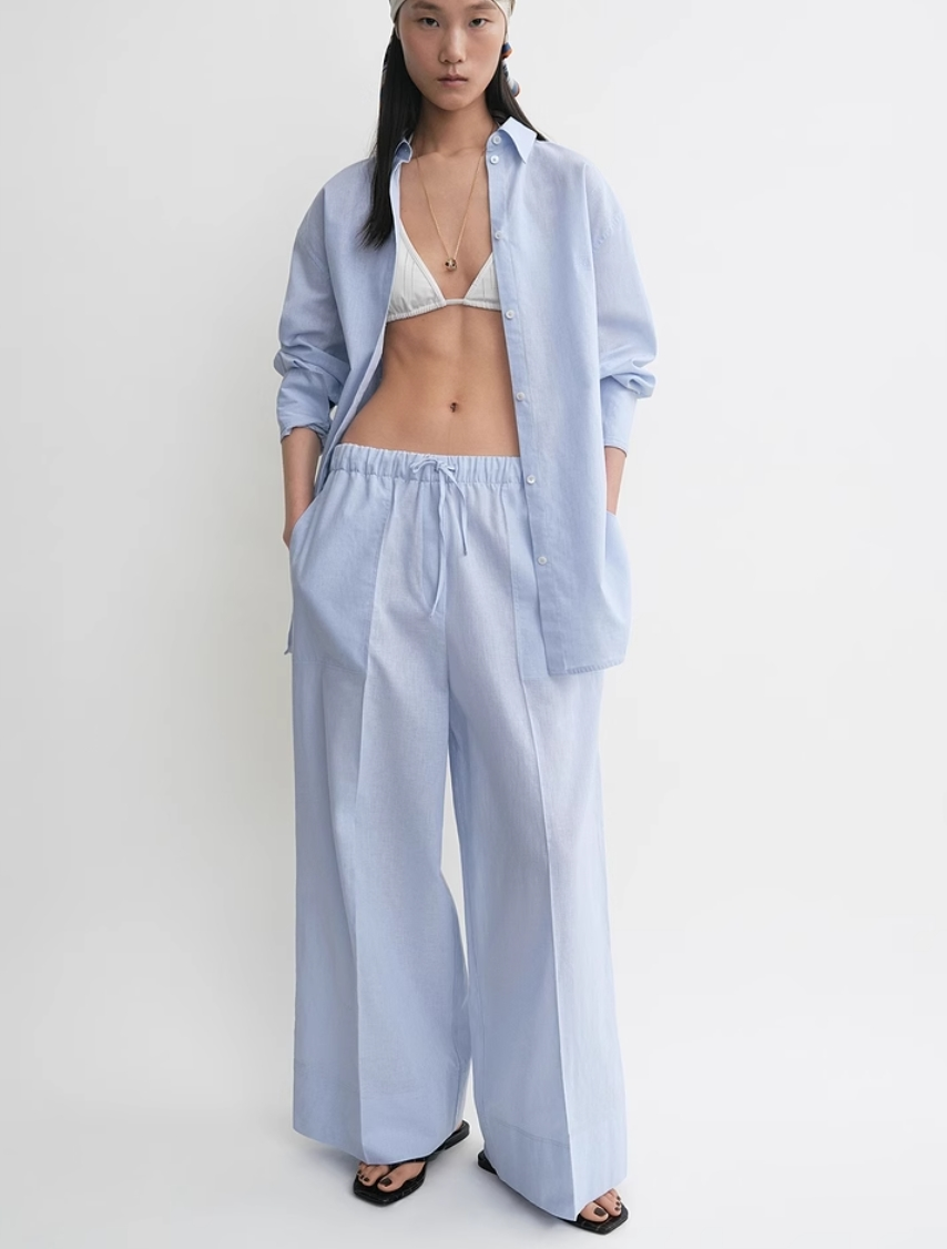 Toteme Women Oversized Button Down Shirt Minimalist Resort Wear for Summer Days  2609083TT