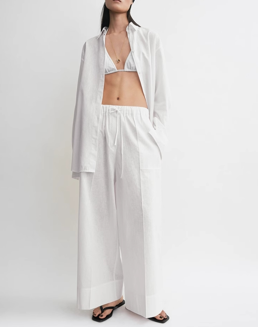 Toteme Women Oversized Button Down Shirt Minimalist Resort Wear for Summer Days  2609083TT