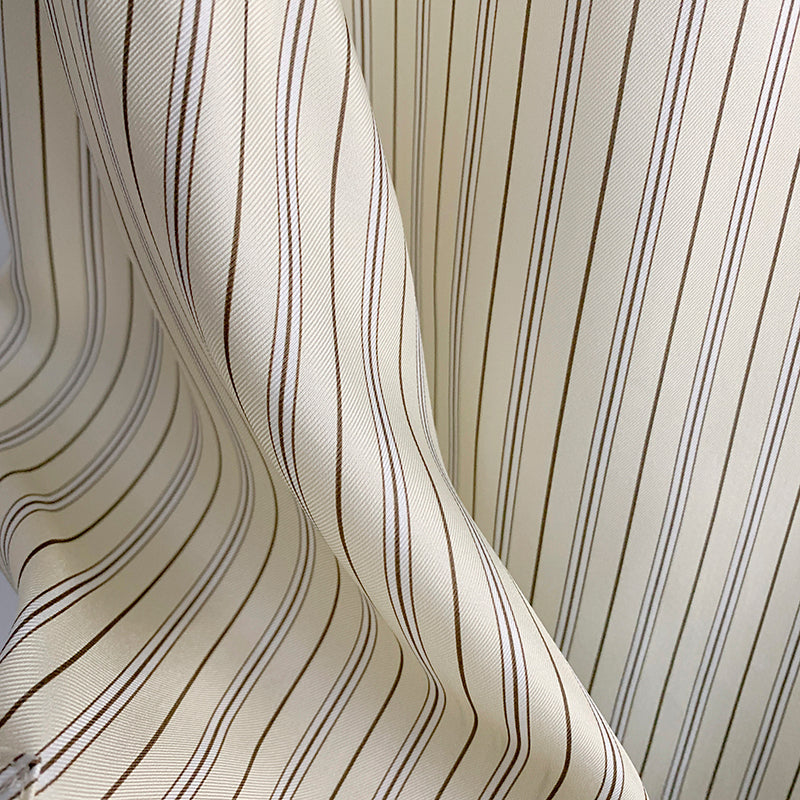 Toteme Minimalist Vertical Stripe Long Sleeve Shirt 100% Silk Versatile Women Top 2609086TT