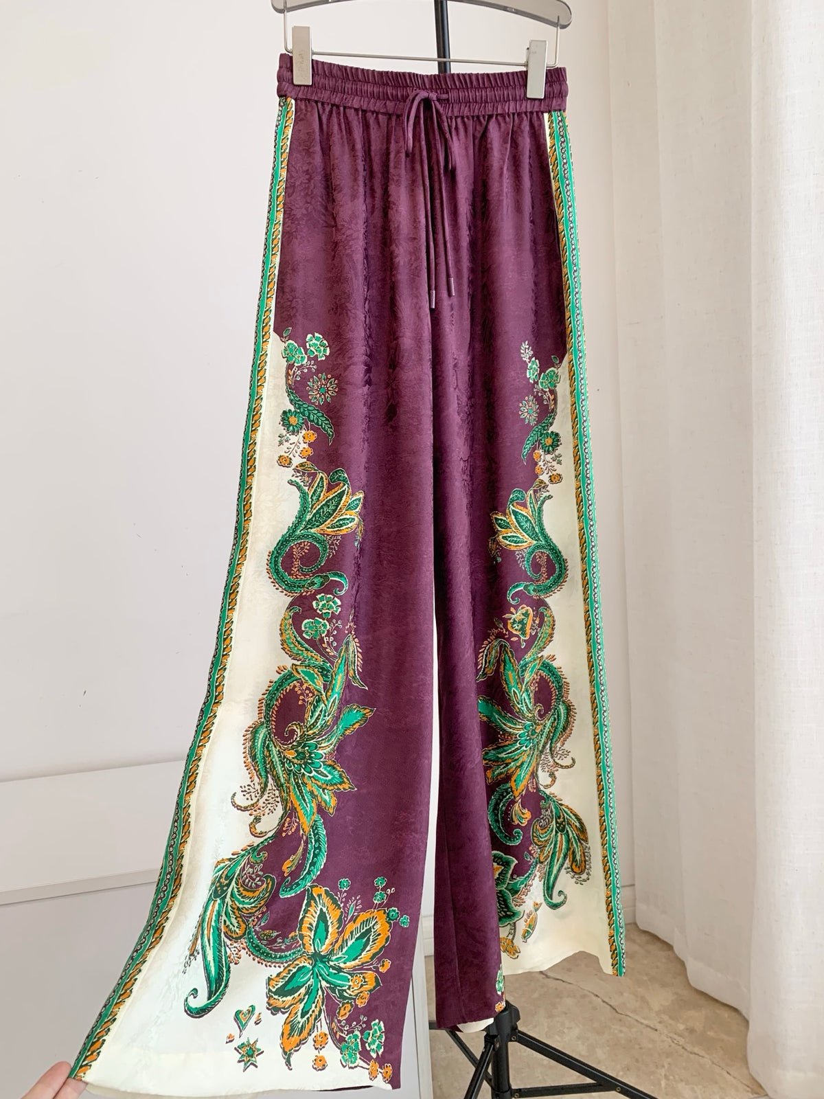 Alemais Vintage Scarf Print Silk Blend Co Ord Set Collared Blouse And Long Trousers 2608076AL
