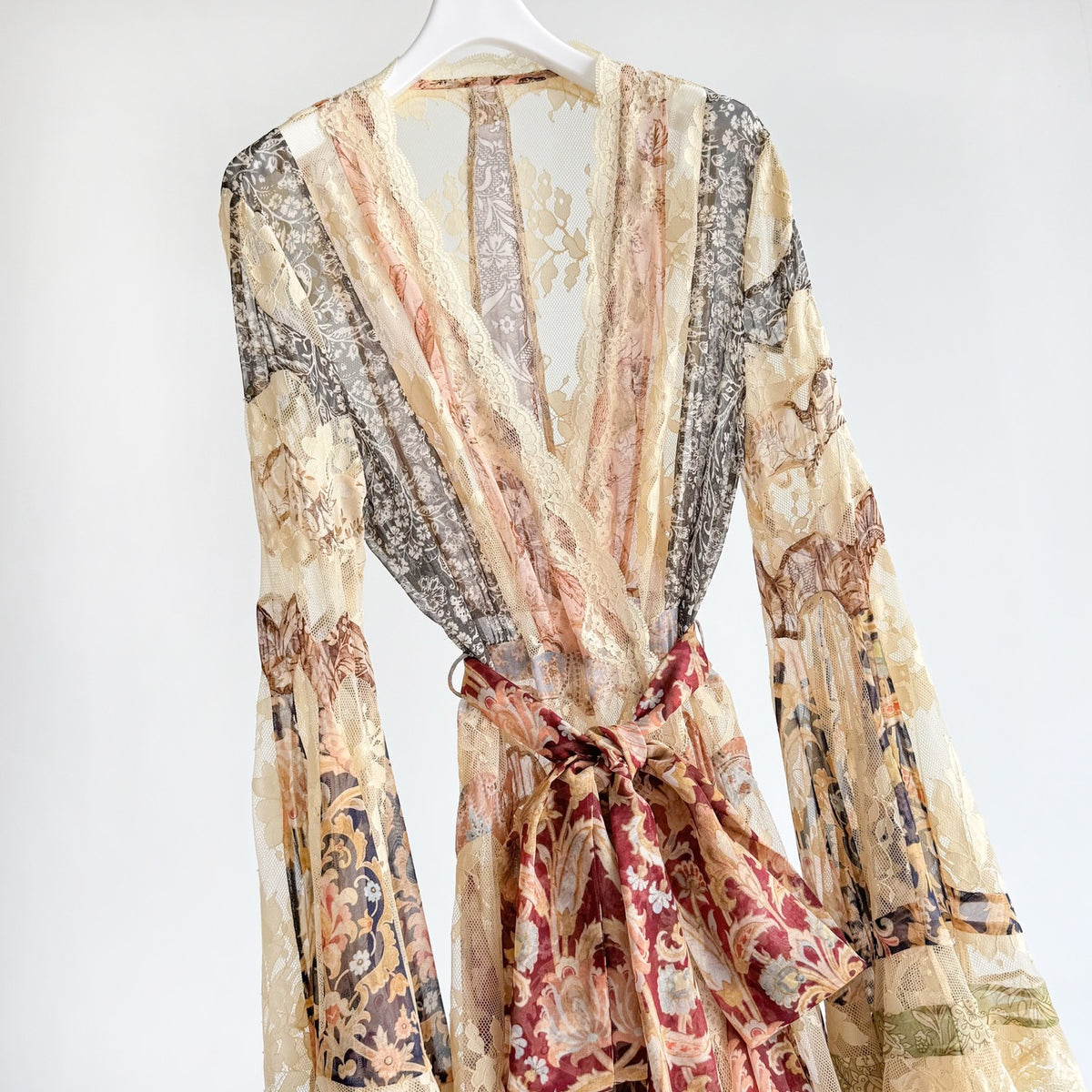 Z.I.M.M Vintage Patchwork Lace Wrap Mini Dress Two Piece Bohemian Holiday Evening Outfit 2609046Zim