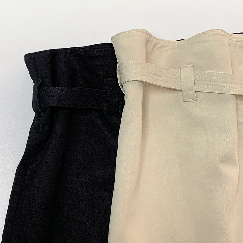 Toteme Fluid tie-waist trousers black beige color long length wide leg side pocket viscose linen TT_052703