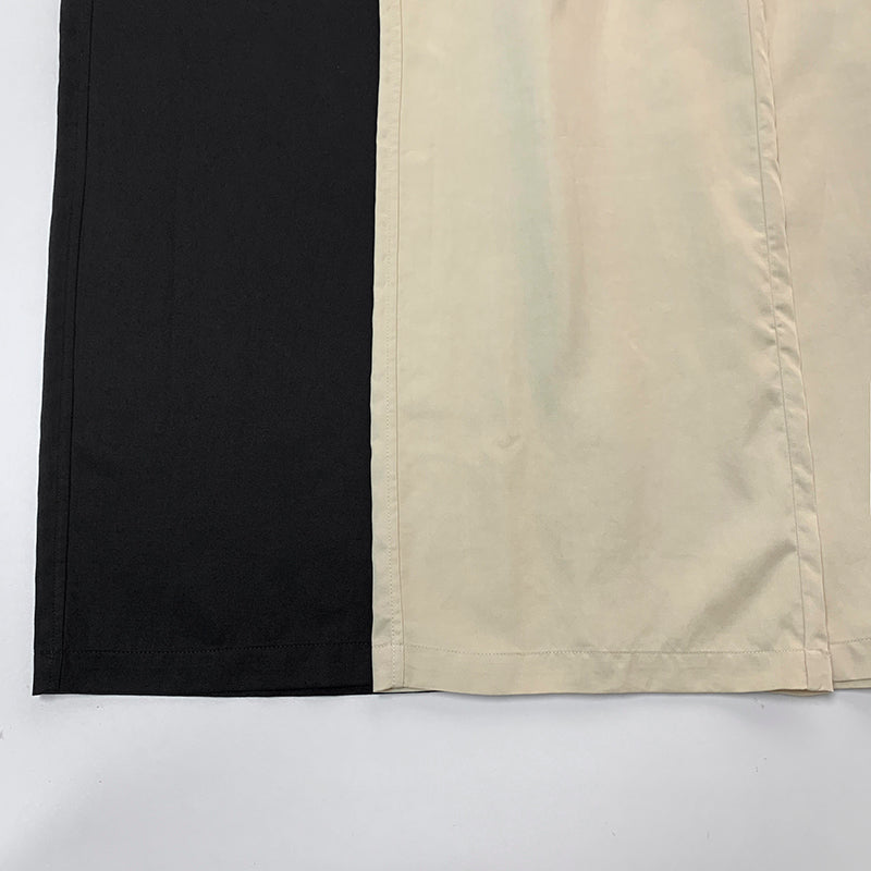 Toteme Fluid tie-waist trousers black beige color long length wide leg side pocket viscose linen TT_052703