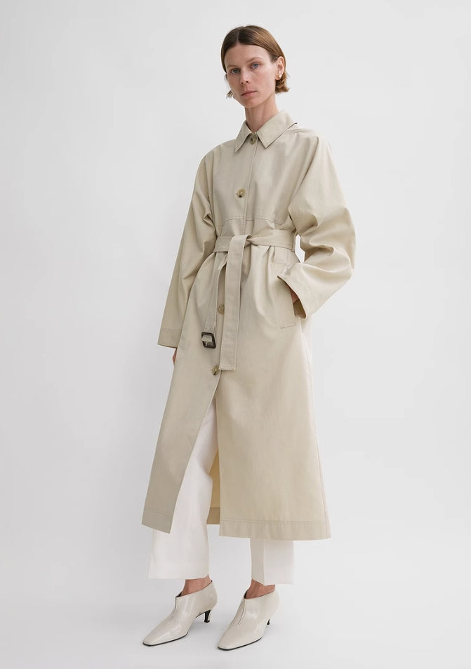 Toteme trench winter cotton sand color belted pocket long length casual single breasted outer coat